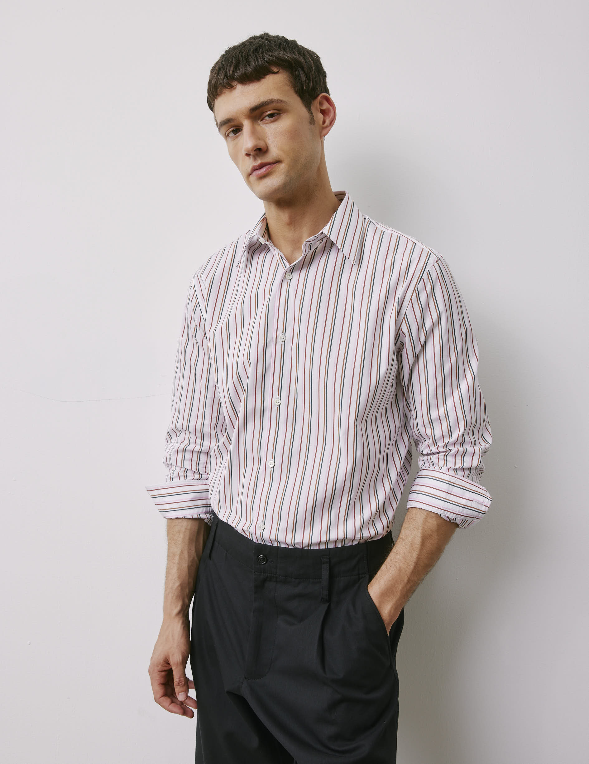 Semi-fitted pink striped shirt - Poplin - Prodigious Collar