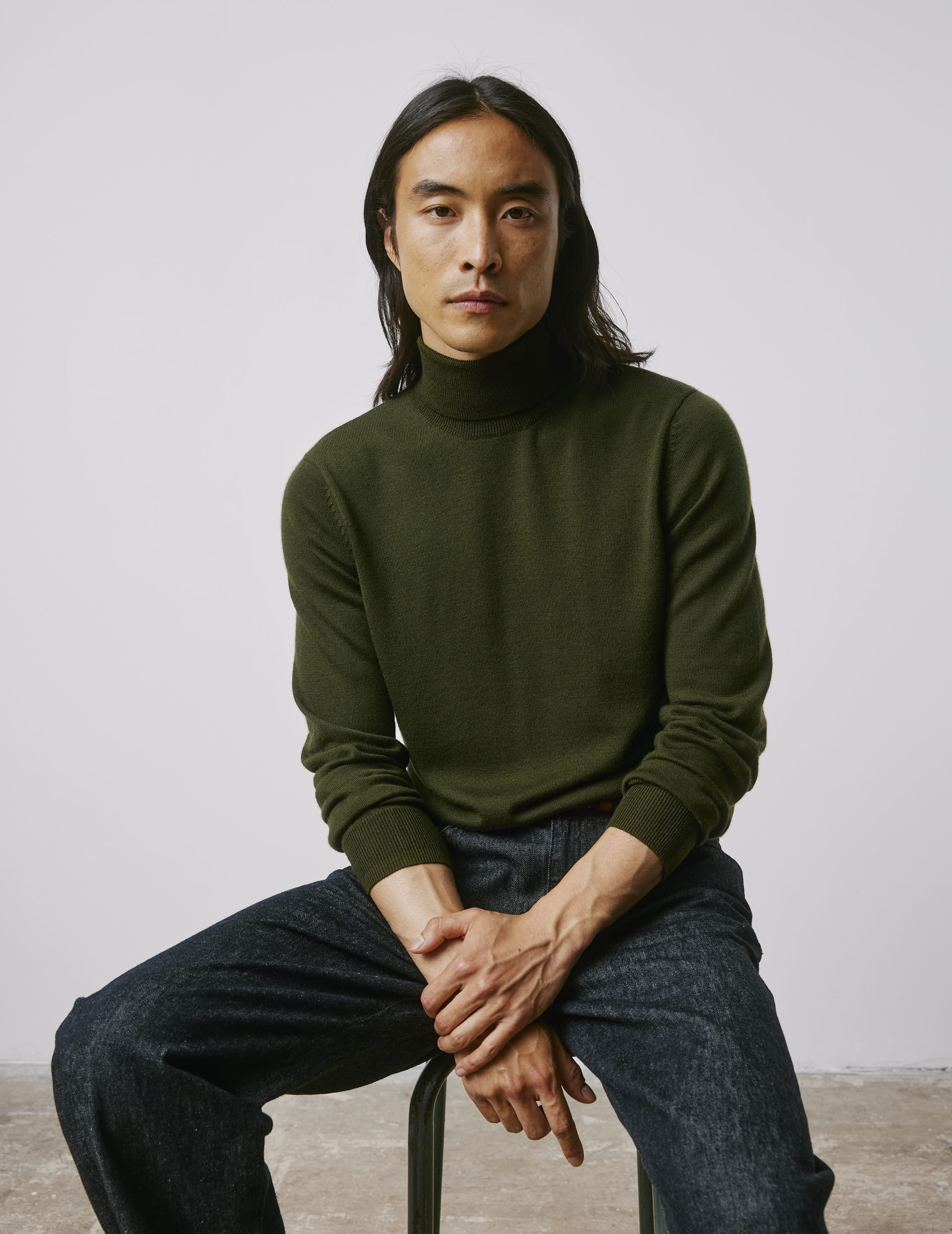 Pull Giovani en laine kaki