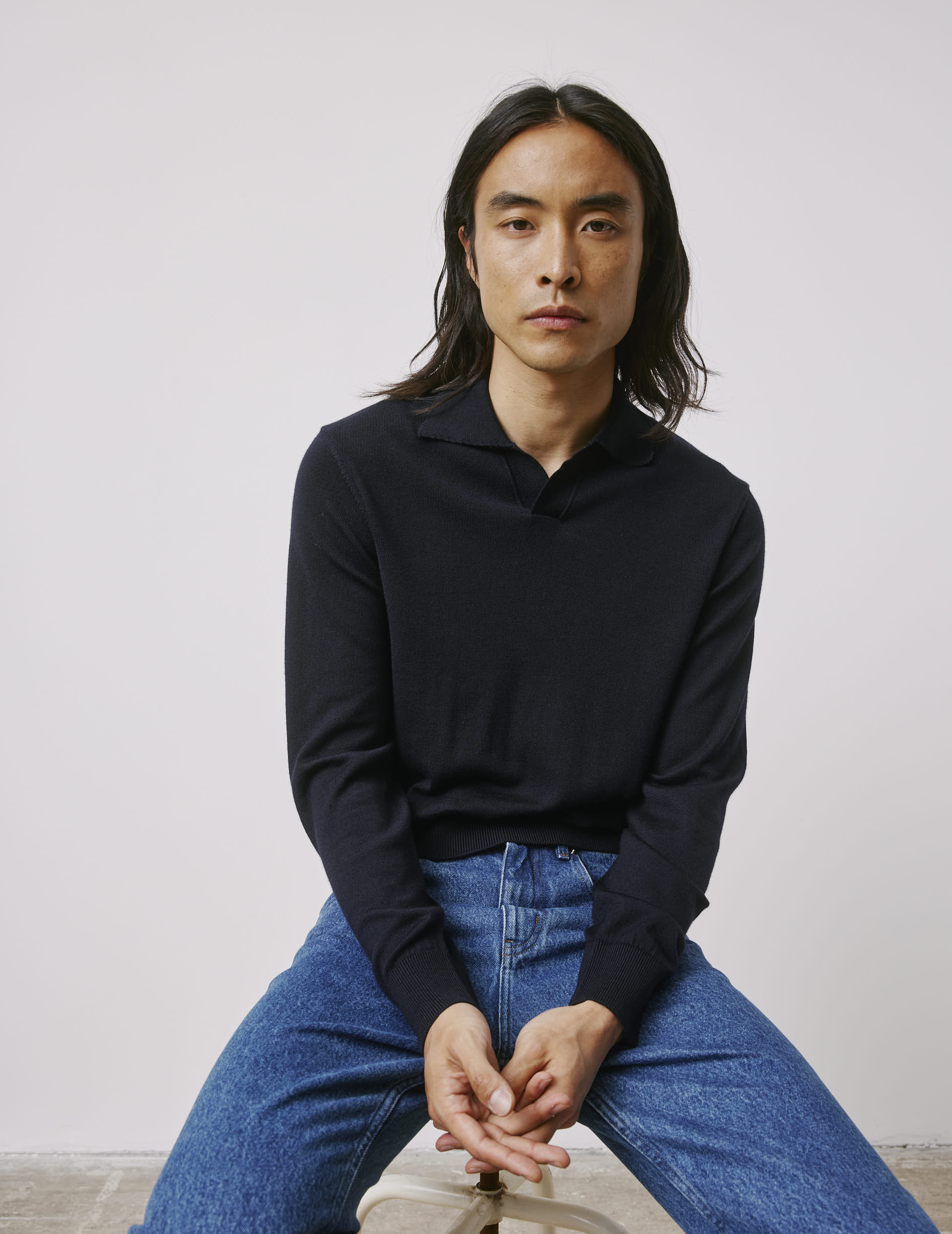 Pull Ilian en laine mérinos marine