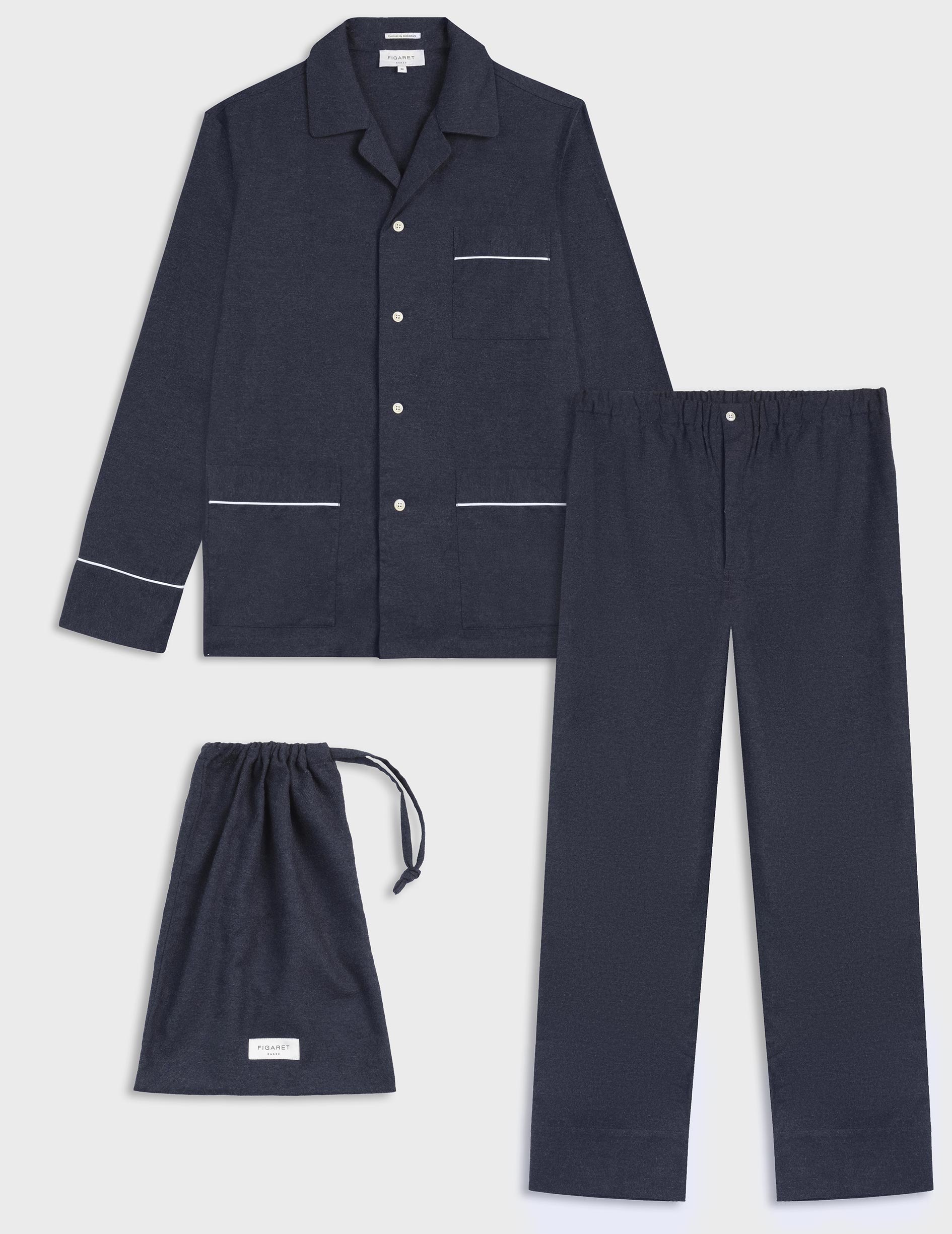 Pyjama Louis en flanelle marine