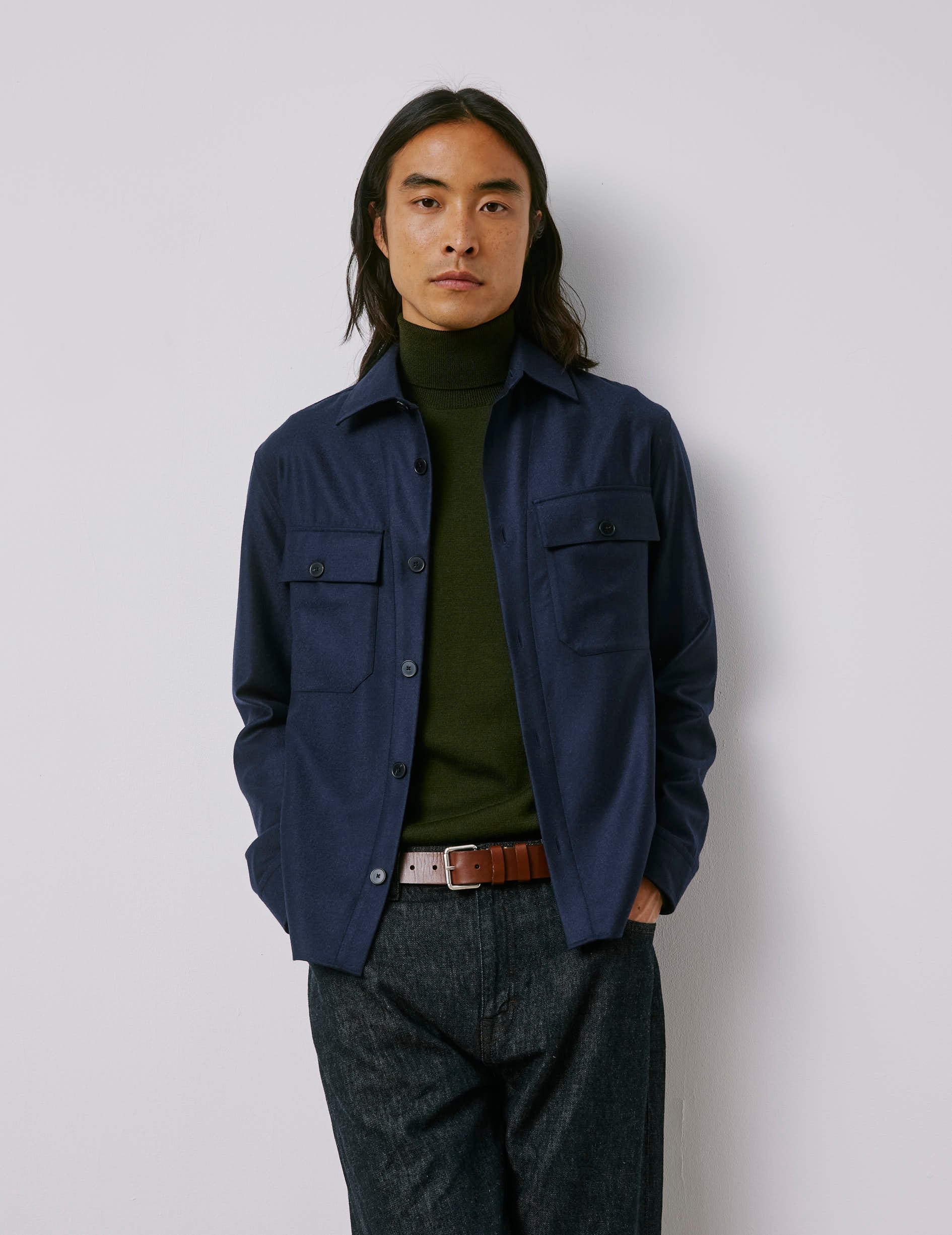 Surchemise Maxime en laine vierge marine