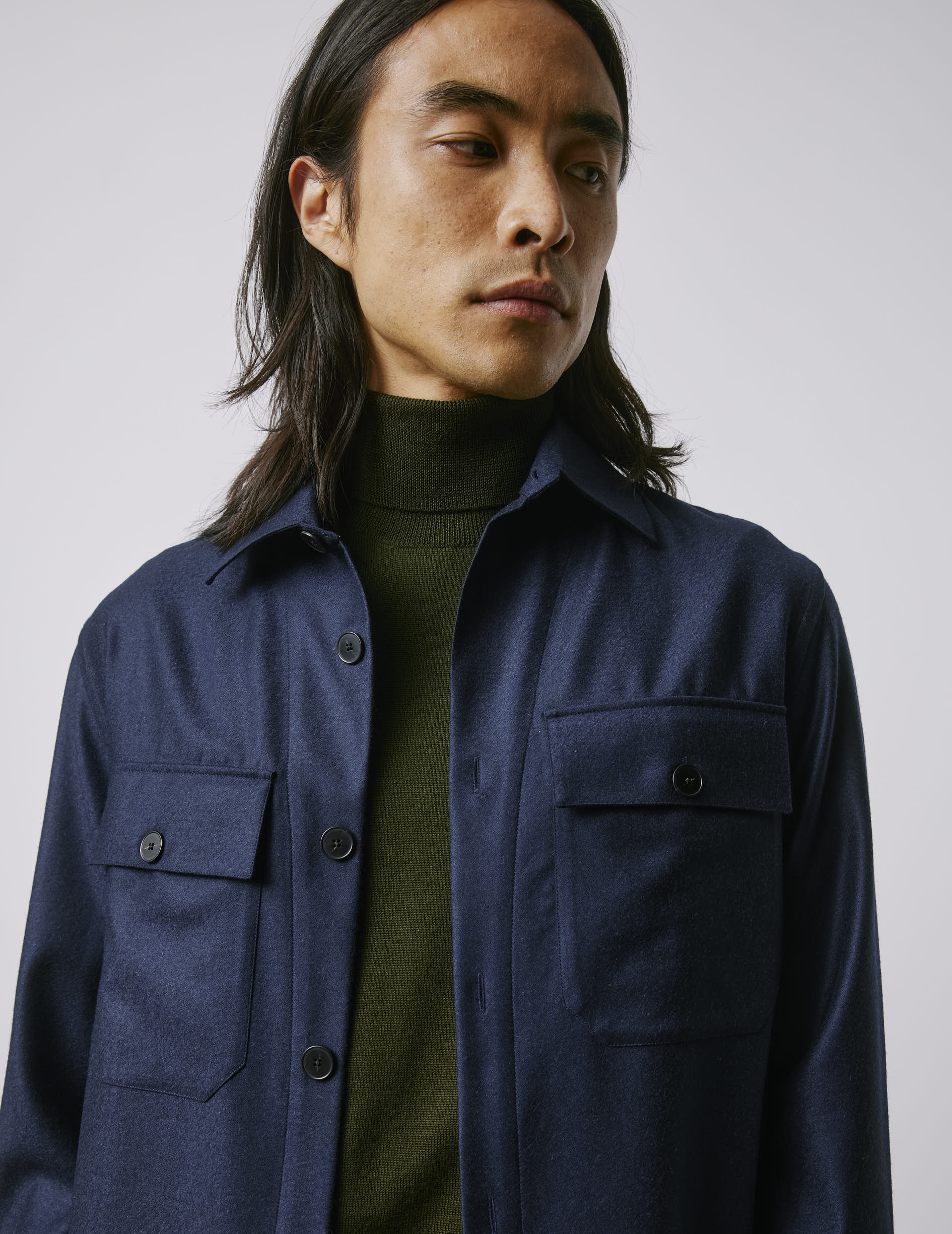 Surchemise Maxime en laine vierge marine