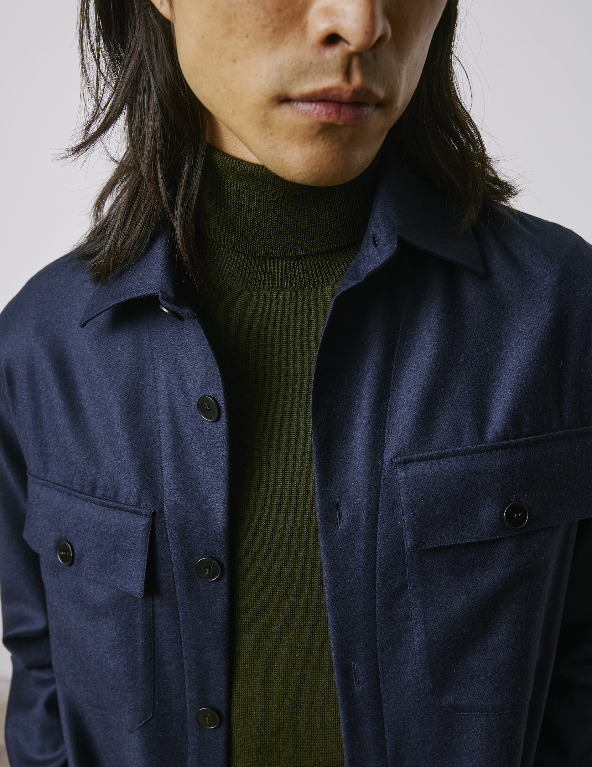 Surchemise Maxime en laine vierge marine