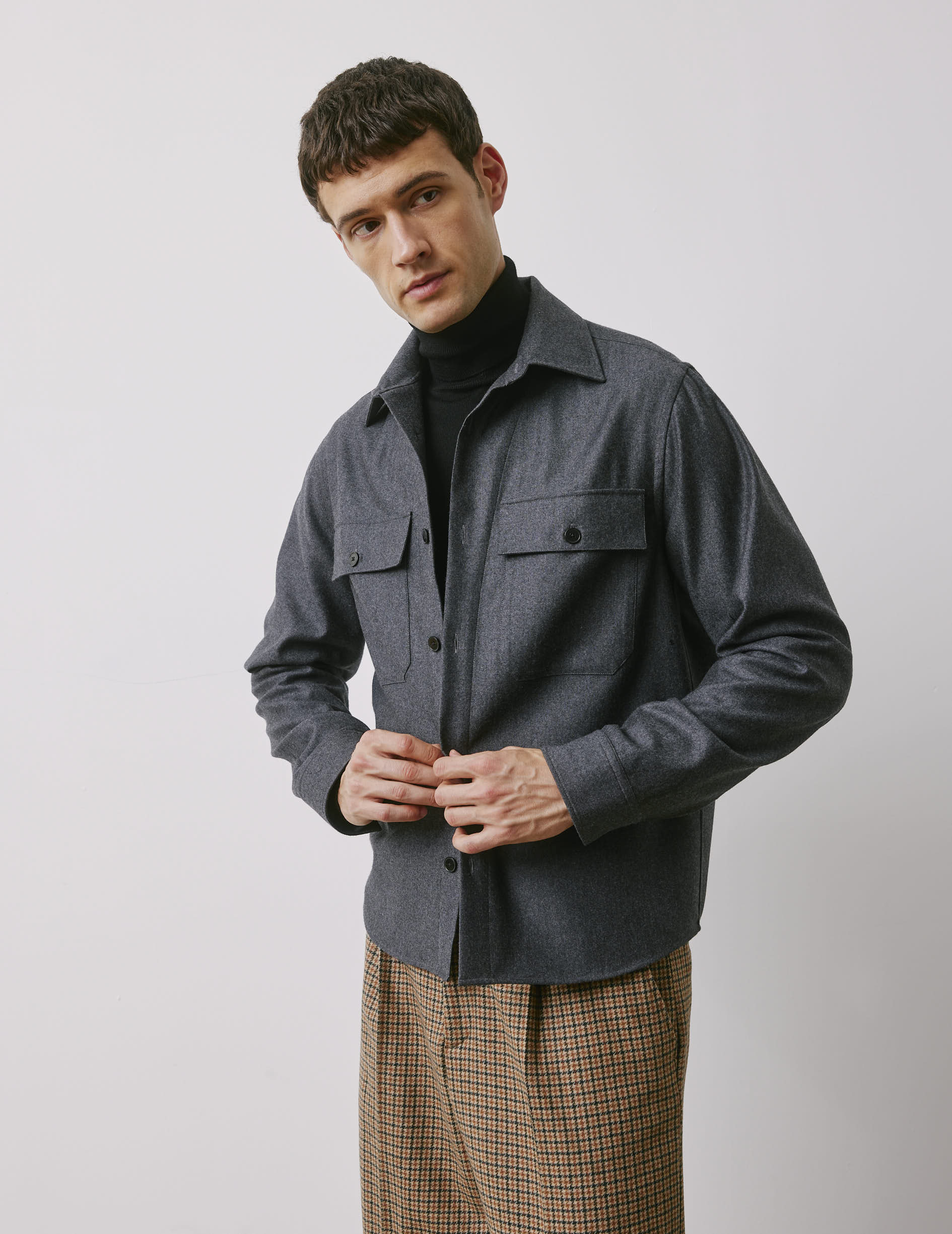 Maxime gray virgin wool shirt jacket