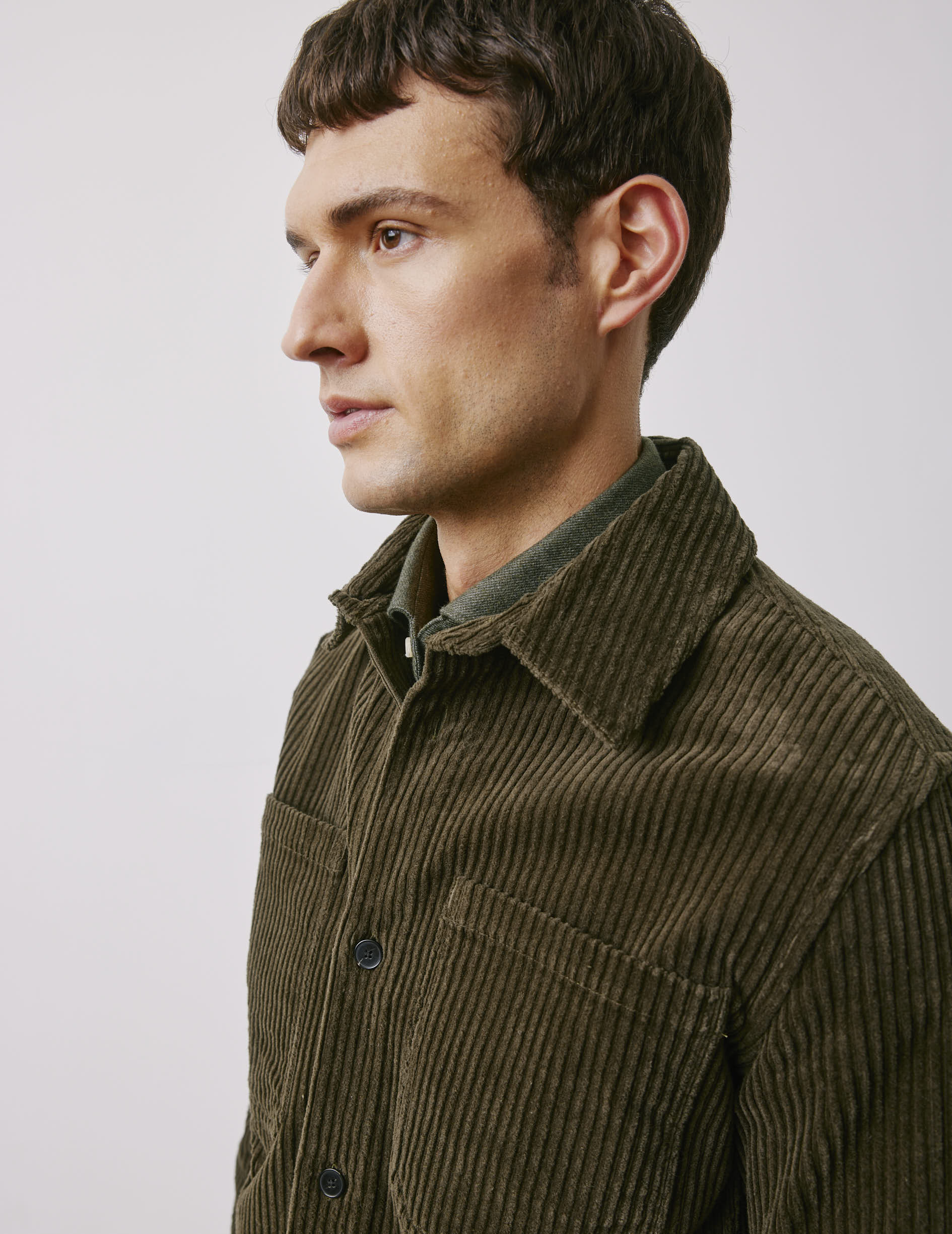 Milan khaki velvet shirt jacket