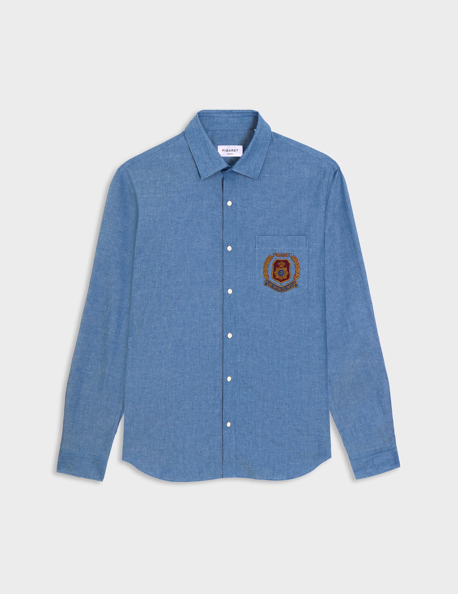 Chemise Paolo bleue - Chambray - Col Français