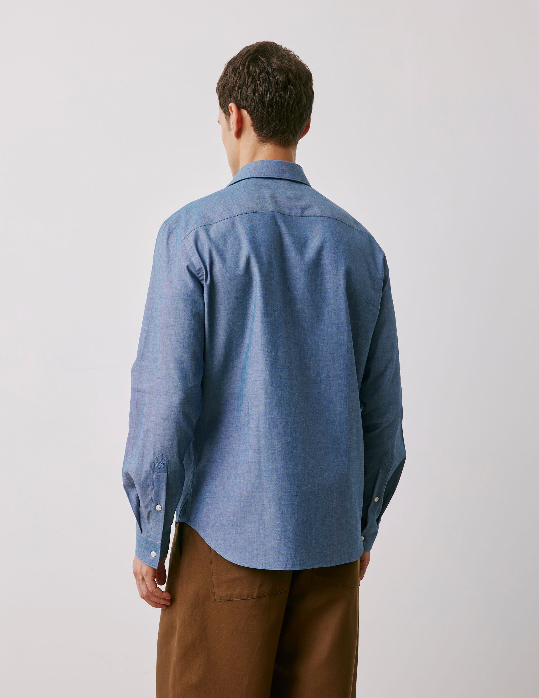 Chemise Paolo bleue - Chambray - Col Français