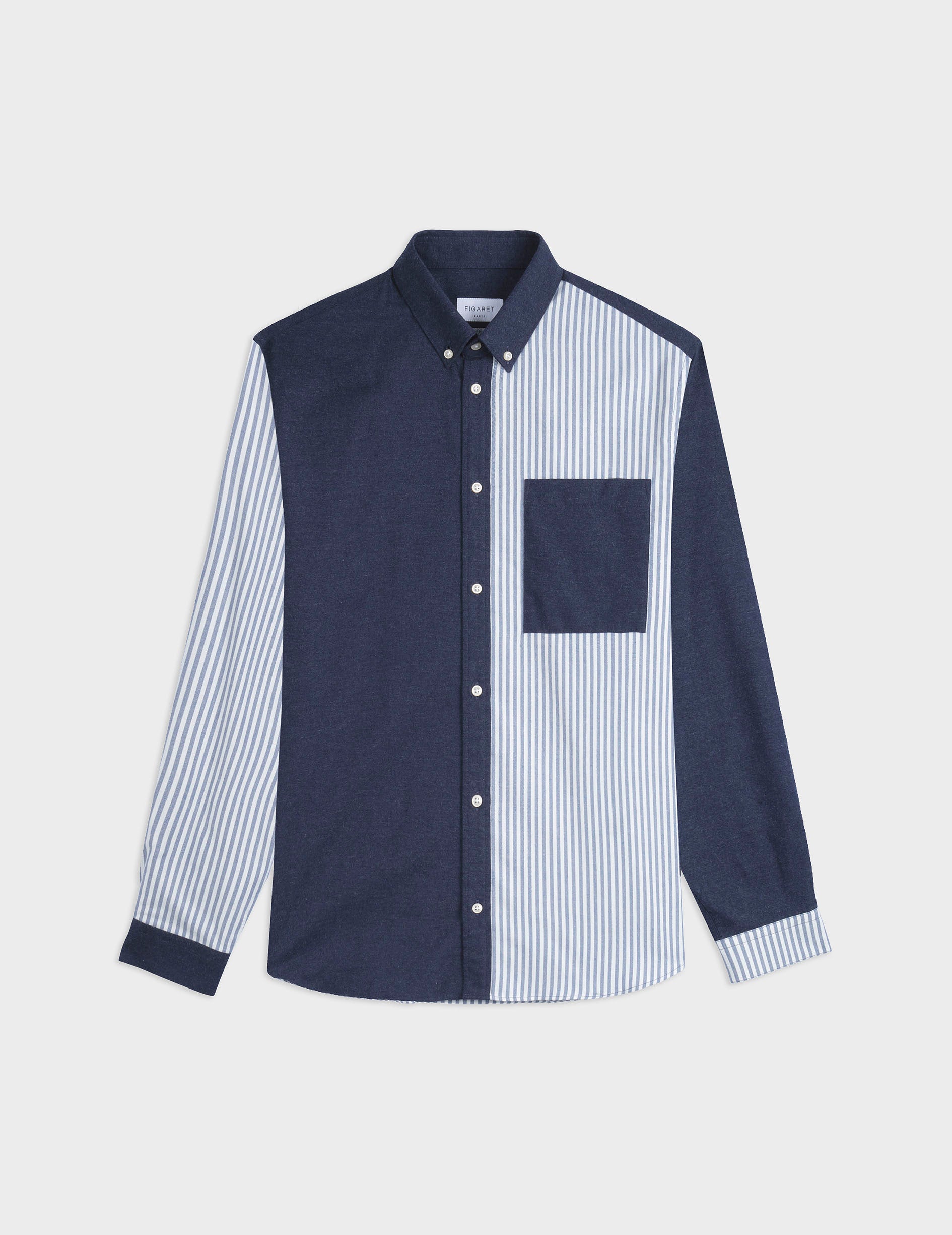 Fun shirt William bleu - Flanelle - Col Américain