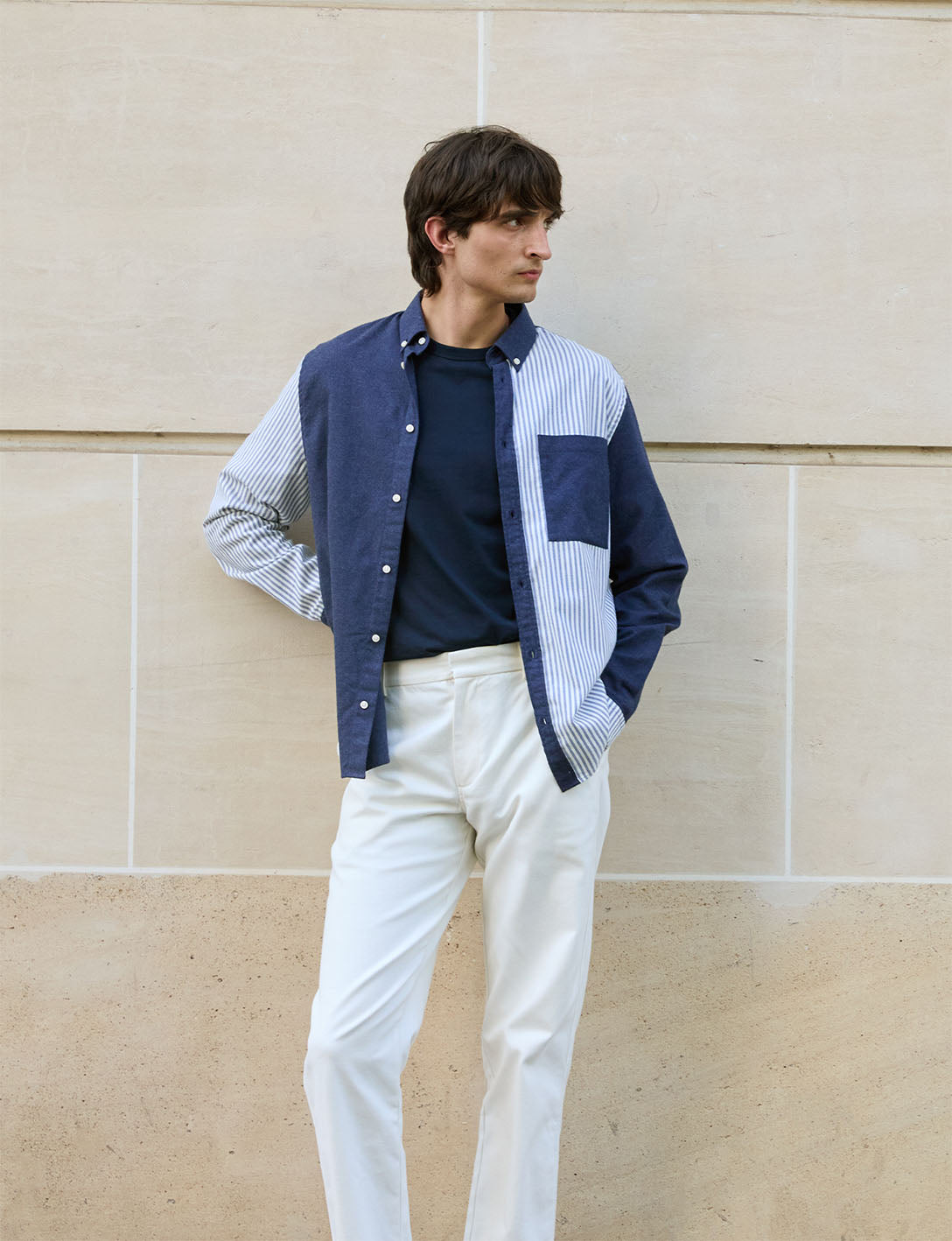 Fun shirt William bleu - Flanelle - Col Américain