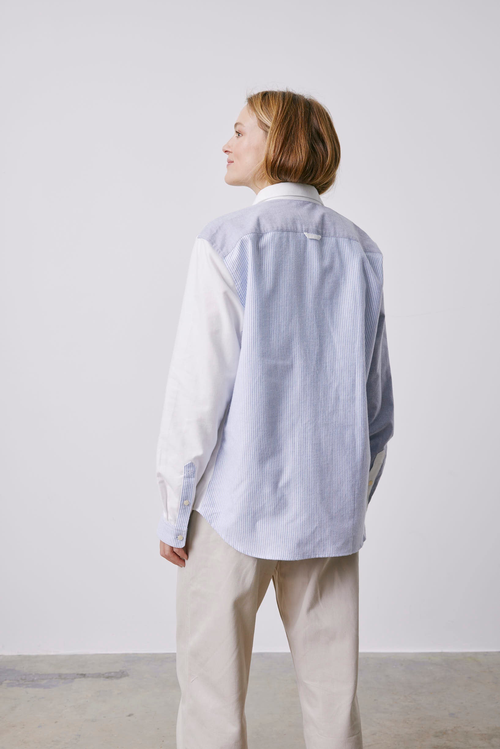 Fun shirt William rayée bleu marine - Oxford gratté - Col Américain