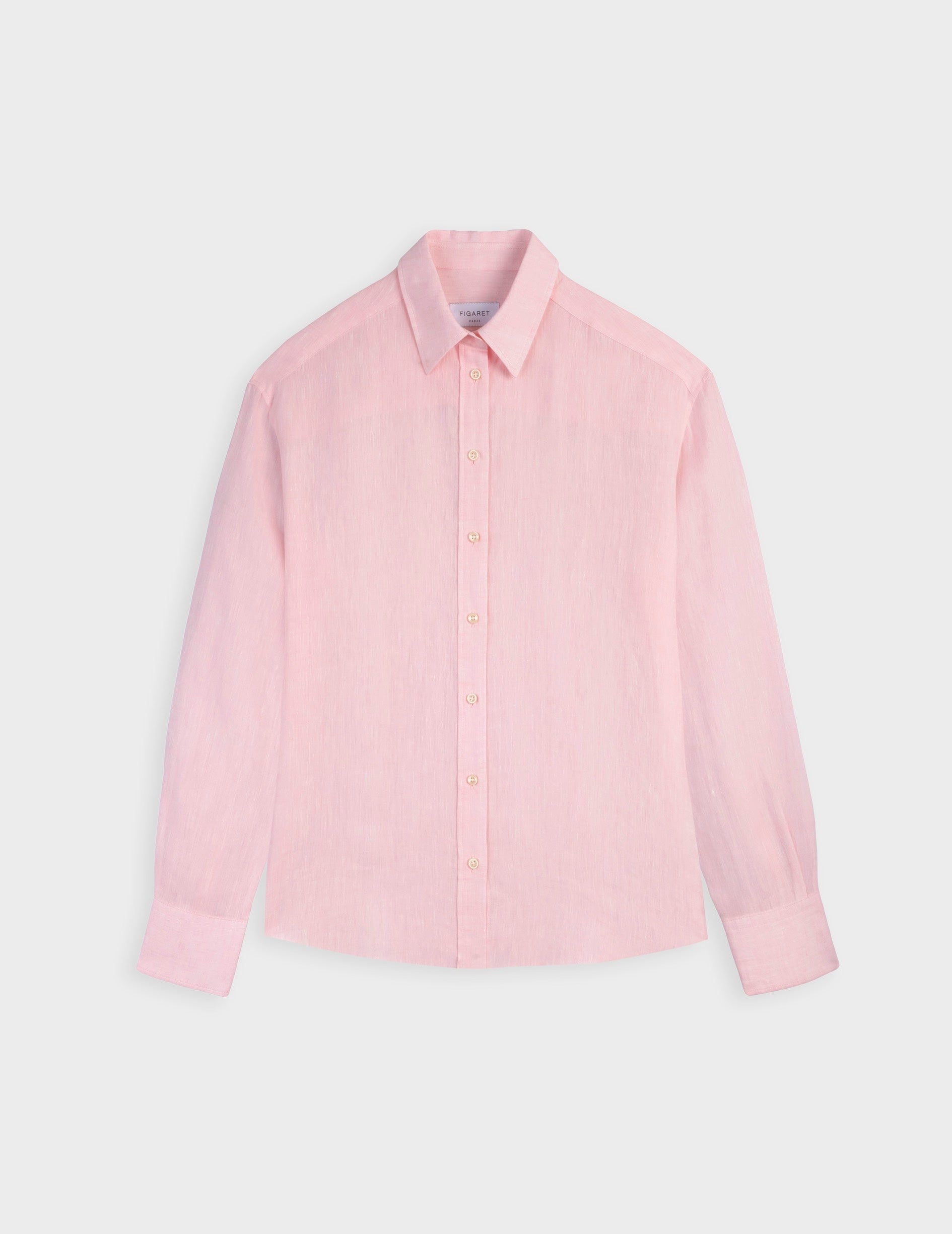 Chemise Ambre en lin rose clair - Lin - Col Chemise