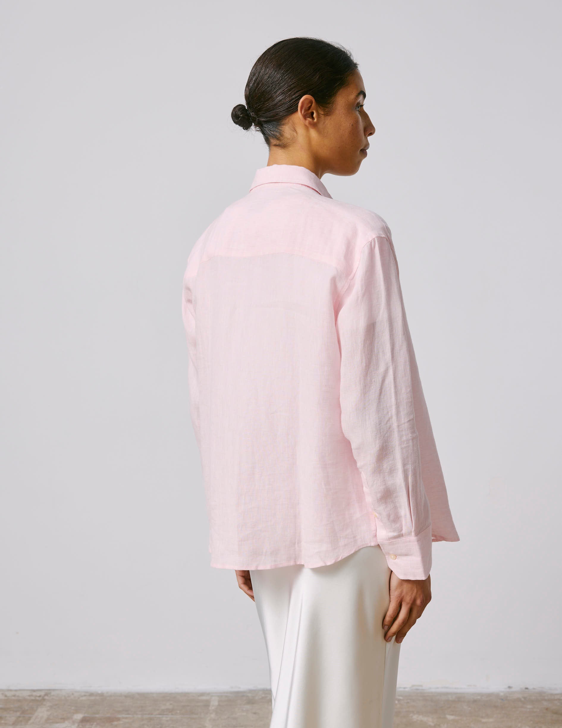 Chemise Ambre en lin rose clair - Lin - Col Chemise
