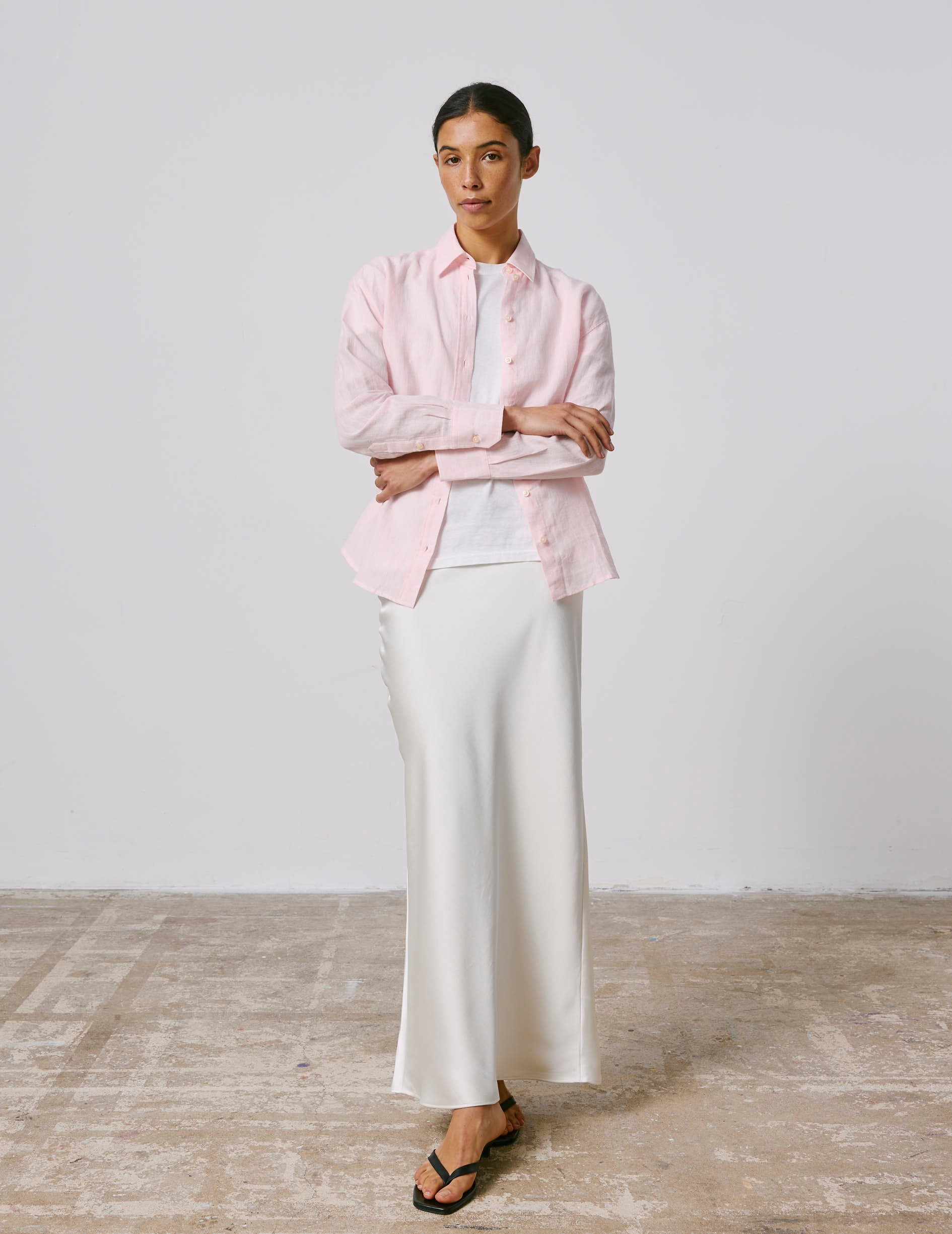 Chemise Ambre en lin rose clair - Lin - Col Chemise