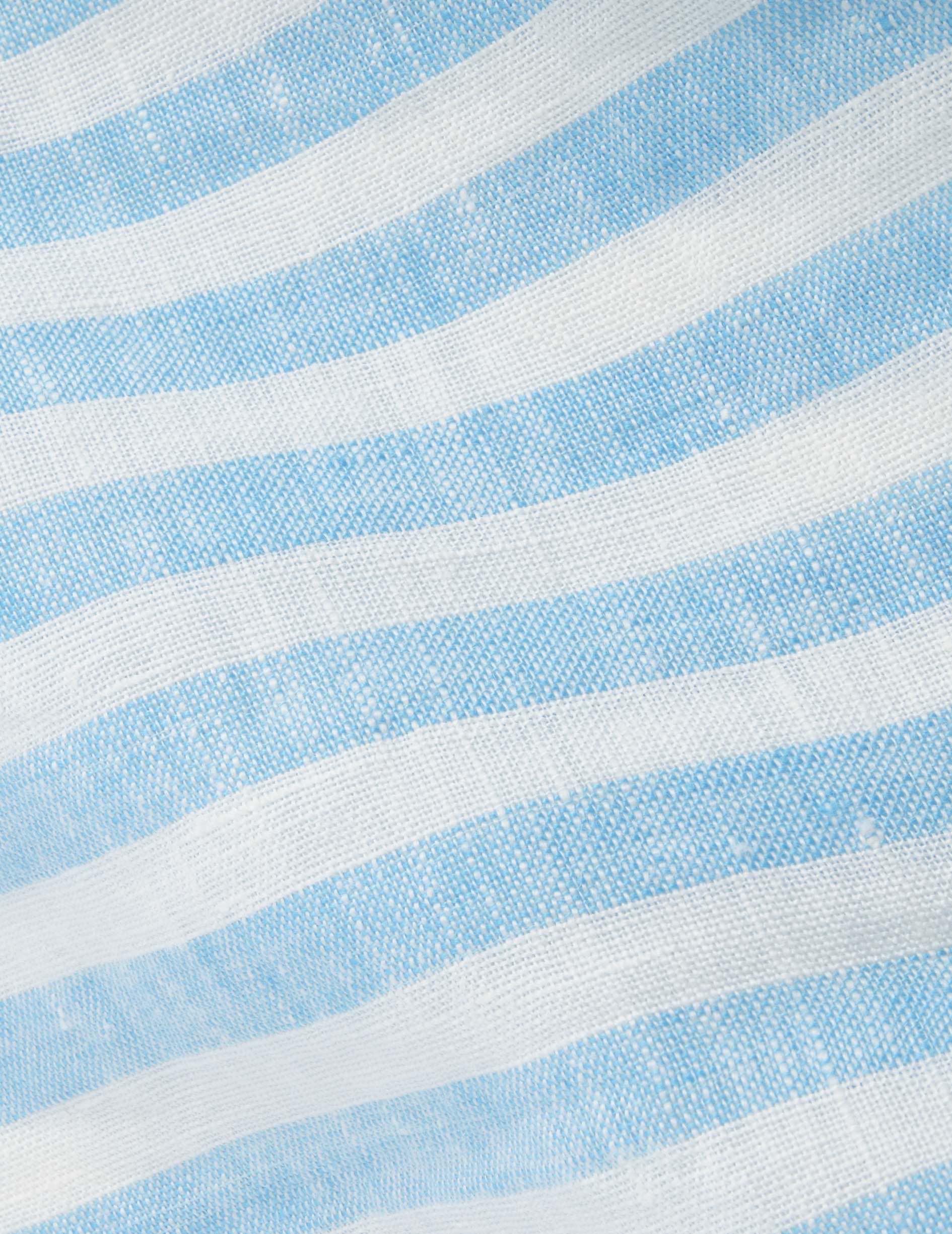 Chemise Ambre rayée en lin turquoise - Lin - Col Chemise