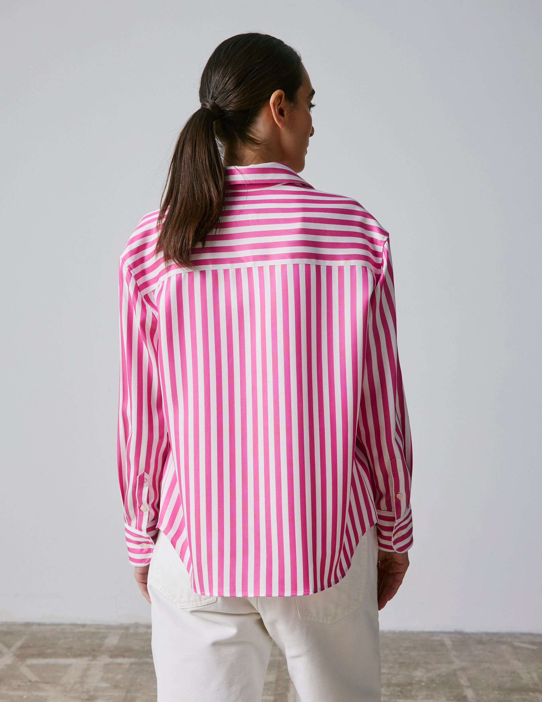 Striped fuchsia Ambre shirt - Twill - Shirt Collar