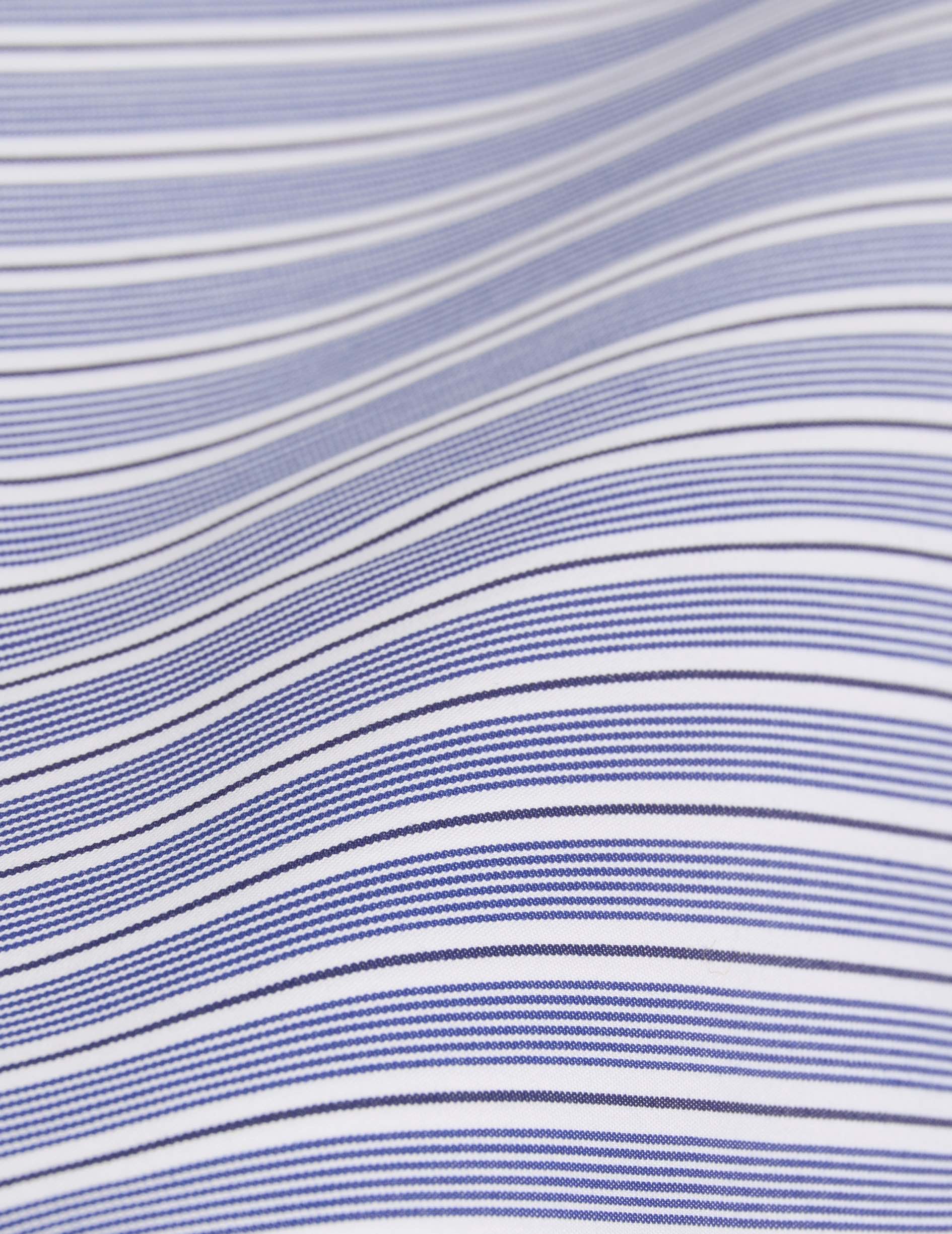 Chemise semi-ajustée rayée bleu marine - Popeline - Col Anglais
