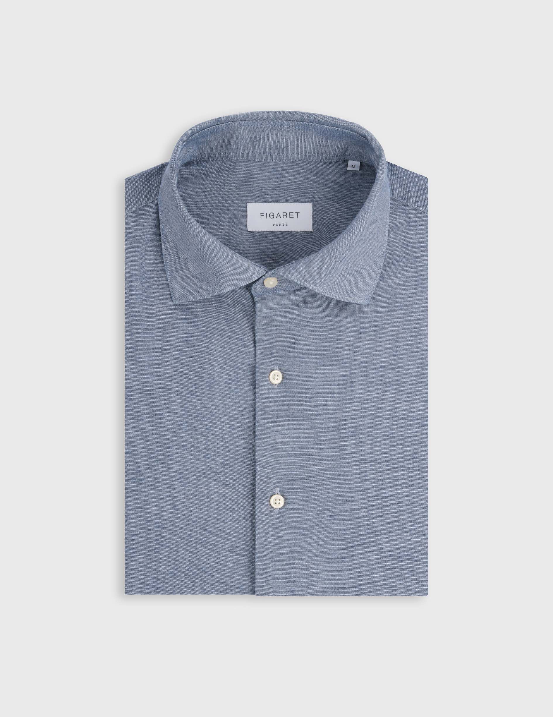 Chemise Aristote en denim bleu - Denim - Col Italien