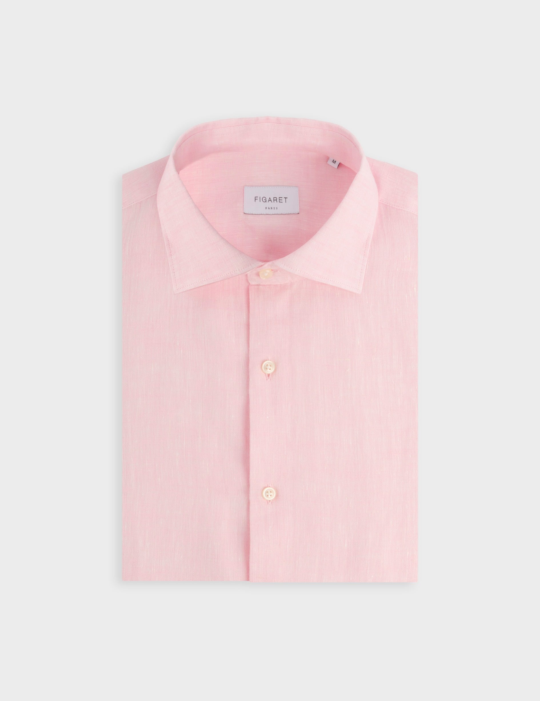 Light pink linen Aristote shirt - Lin - Italien Collar