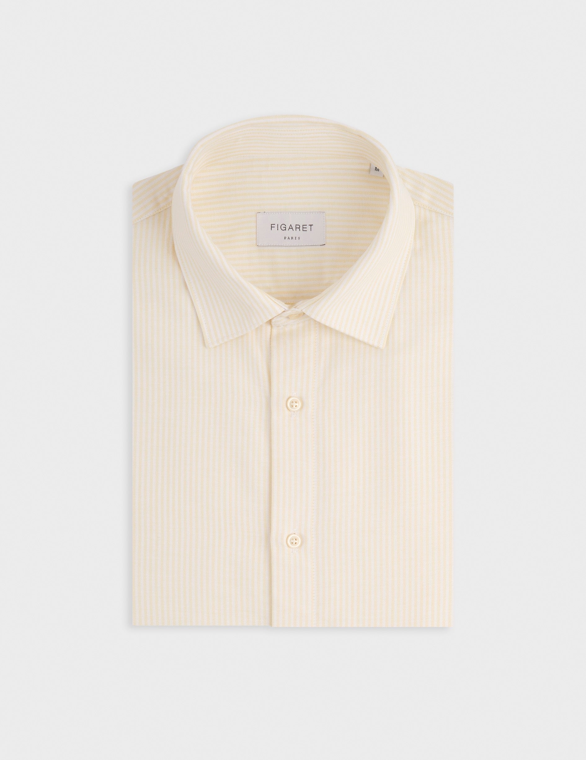 Chemise Auguste rayée jaune - Oxford - Col Français