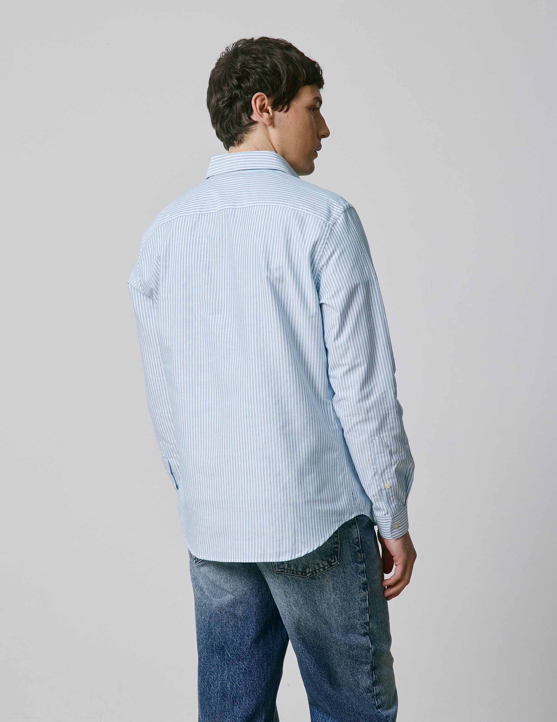 Striped blue Auguste shirt - Oxford - Français Collar