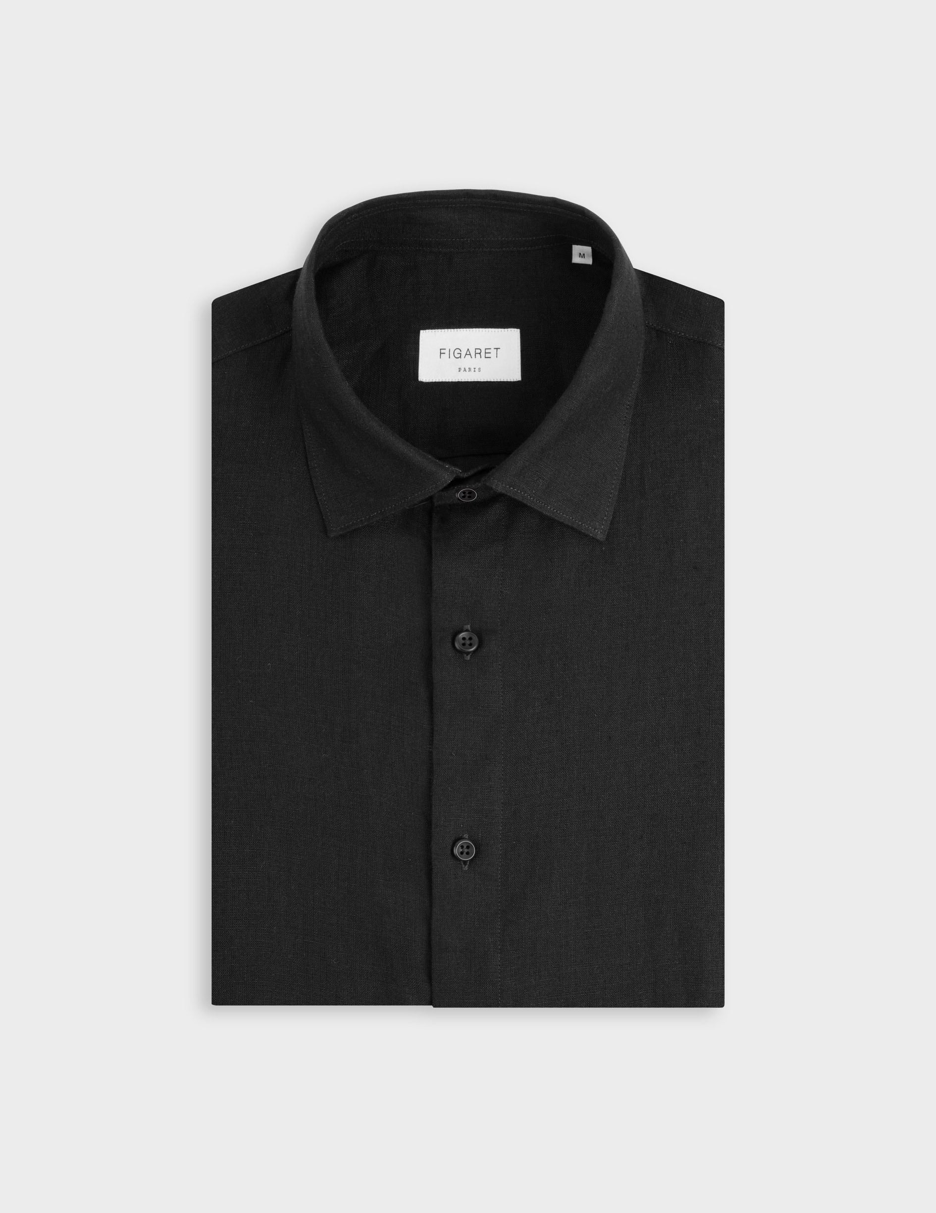 Chemise Auguste en lin noir - Lin - Col Français