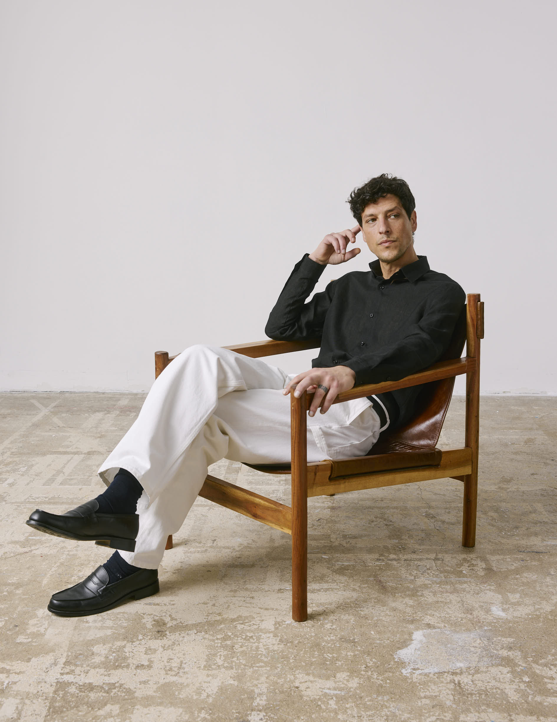 Chemise Auguste en lin noir - Lin - Col Français