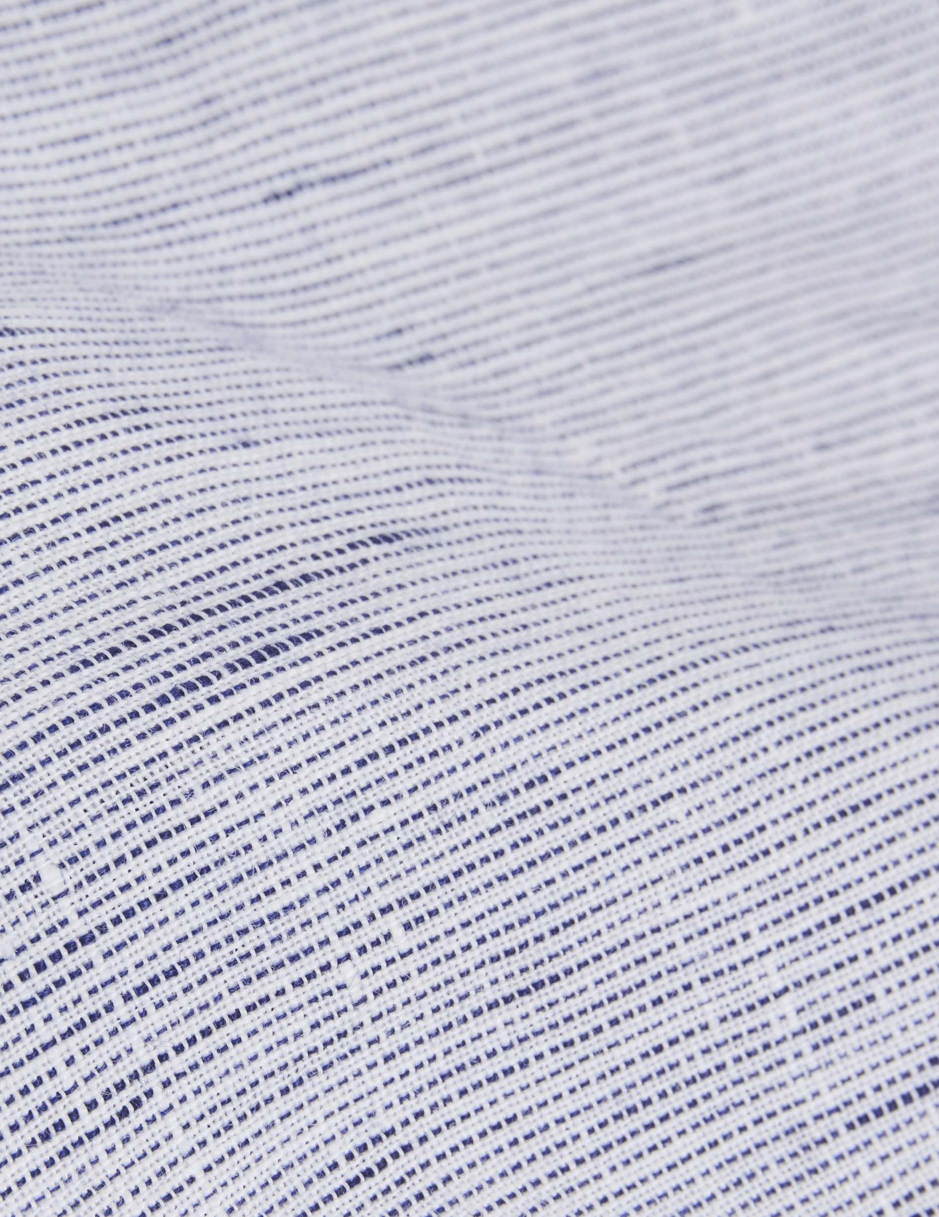 Chemise Auguste en lin rayé bleu marine - Lin - Col Français