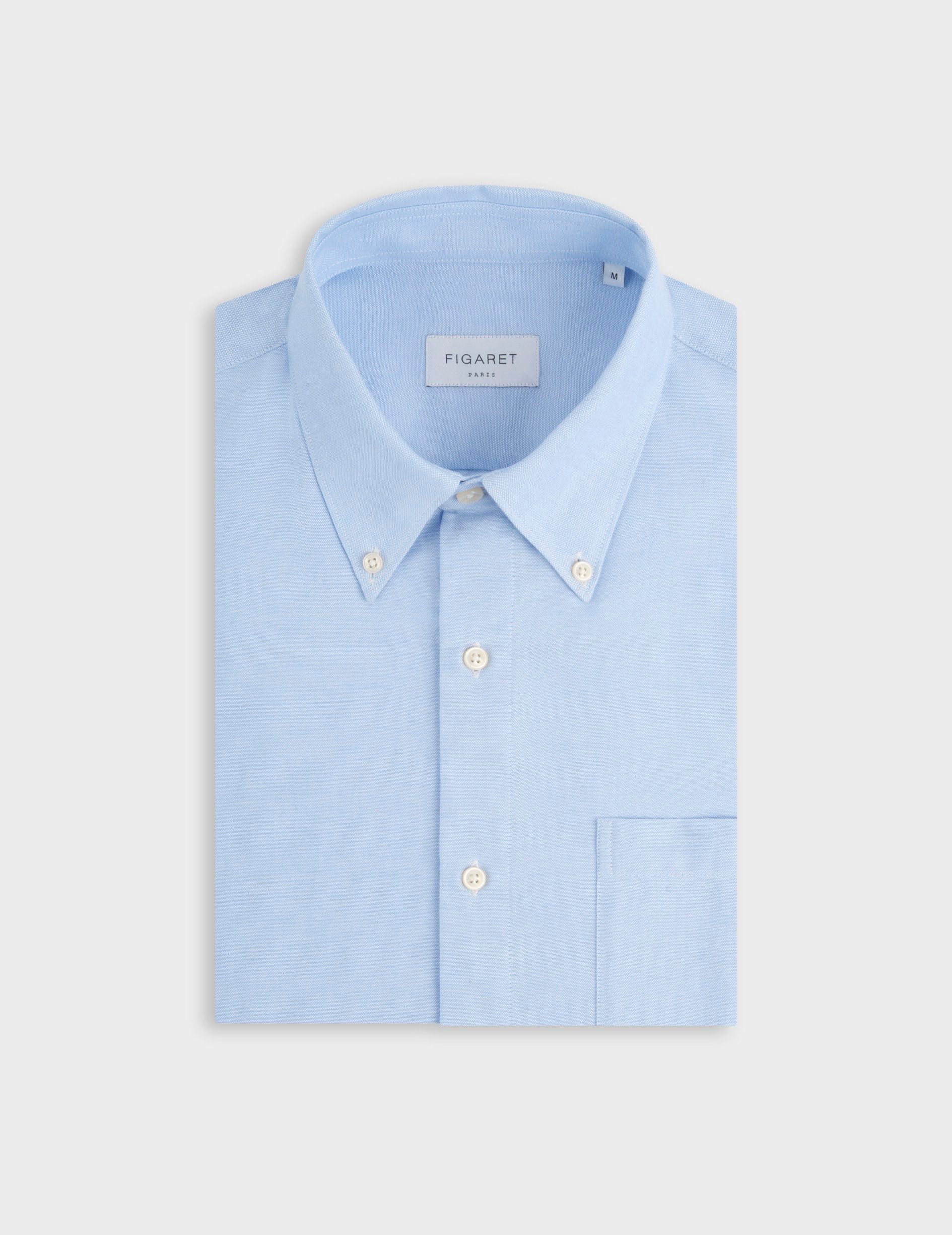 Chemise Aurélien bleue - Oxford - Col Prodigieux boutonné