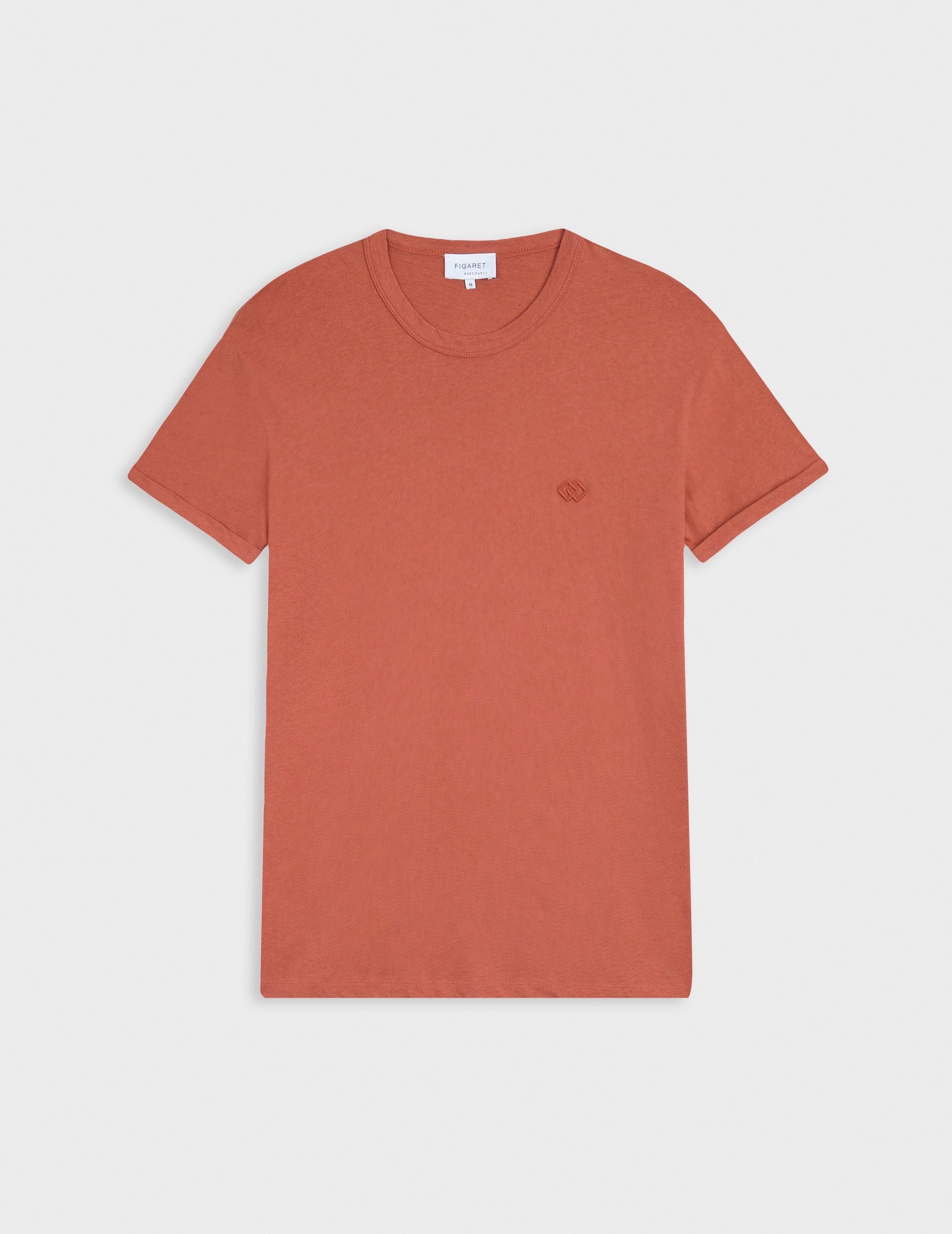T-shirt Benny en coton et lin rouille