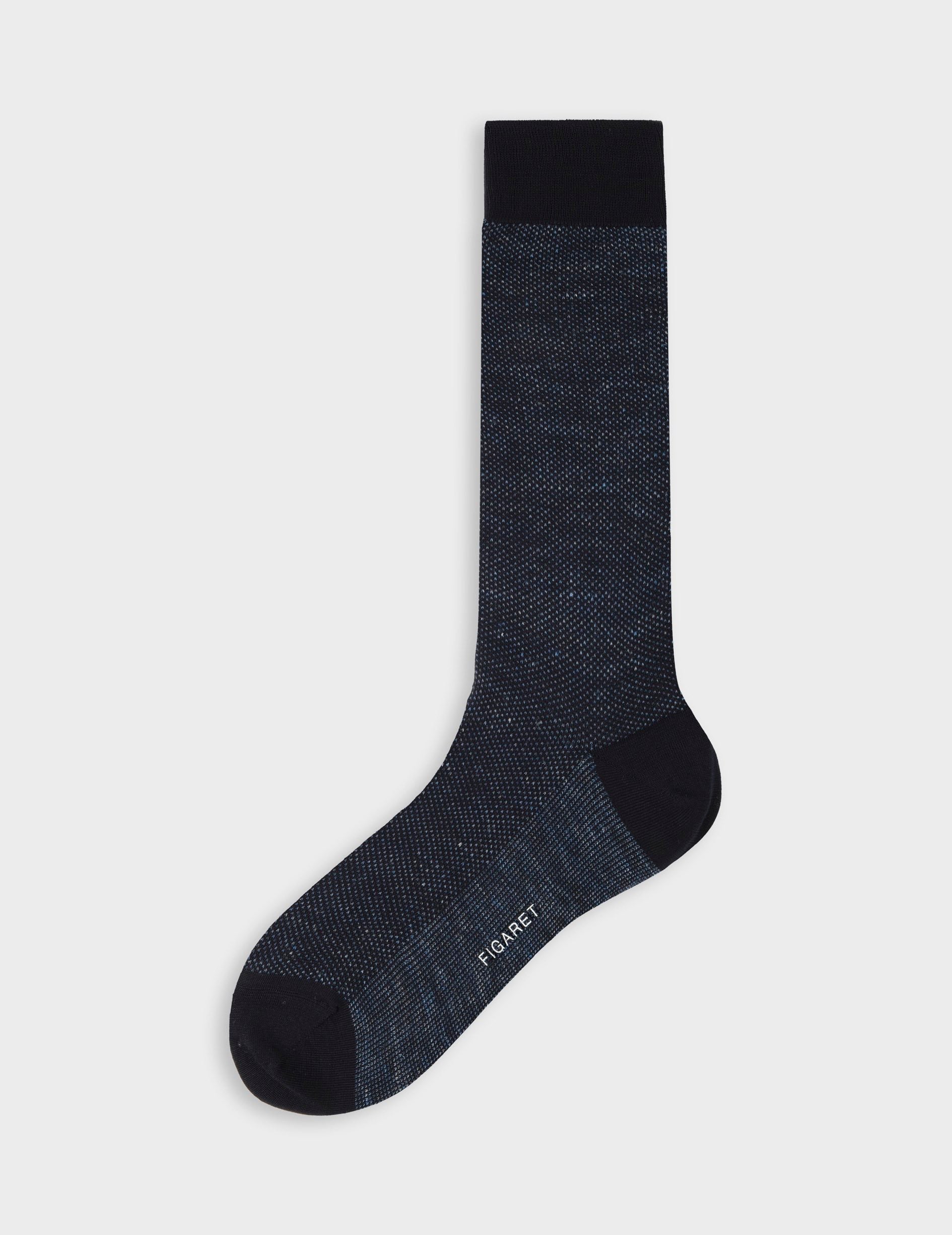 Cotton and linen socks with navy design