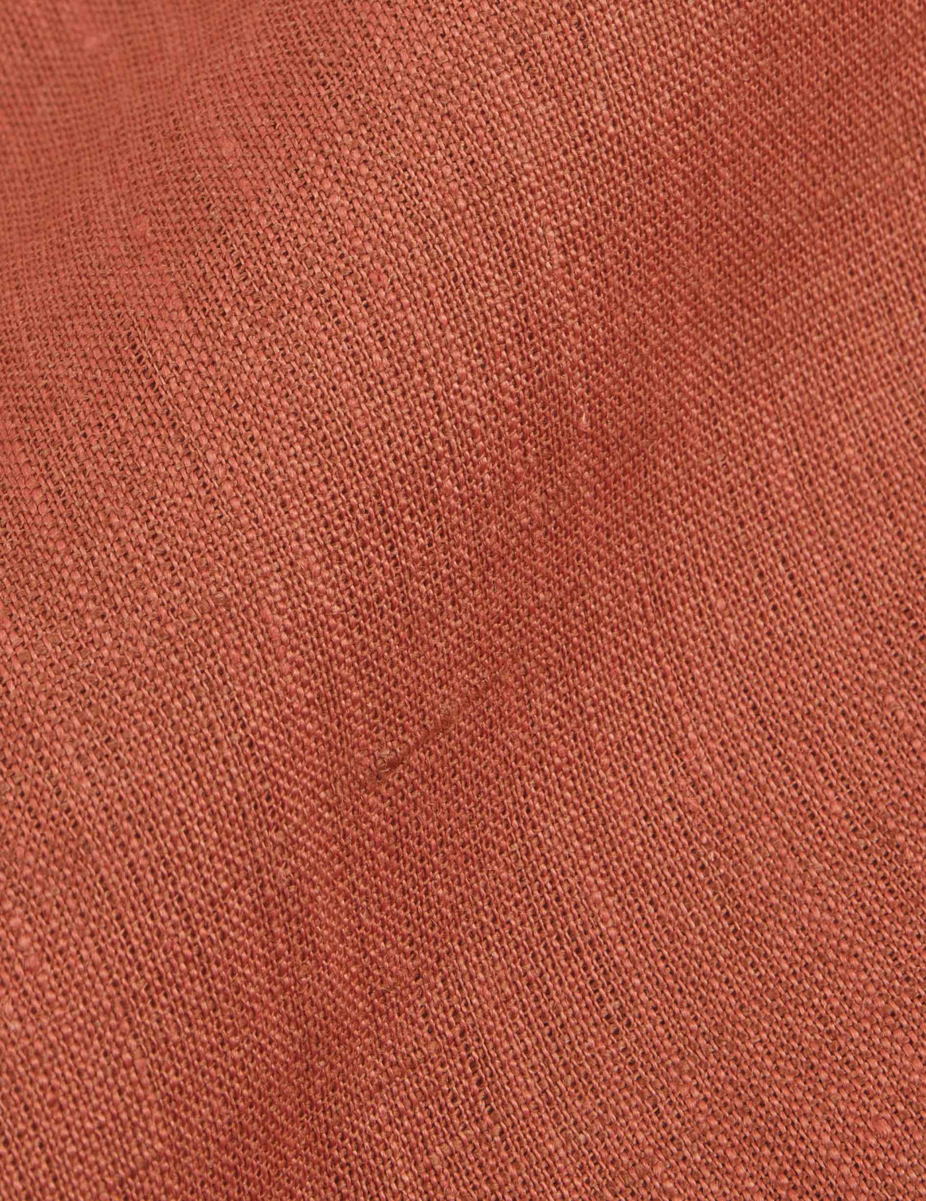Rust linen Carl shirt - Lin - droit ouvert Collar
