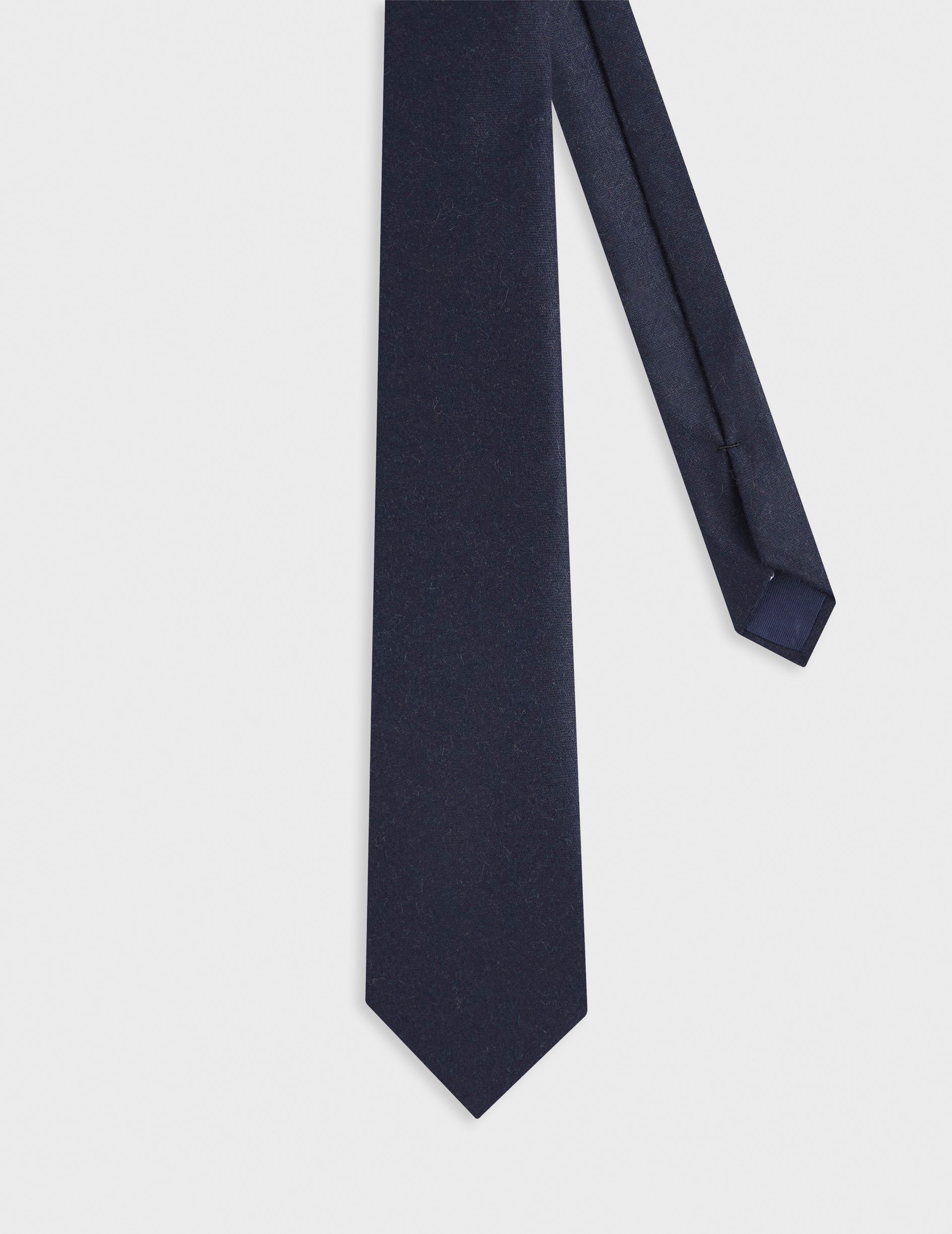 Navy virgin wool and cashmere tie