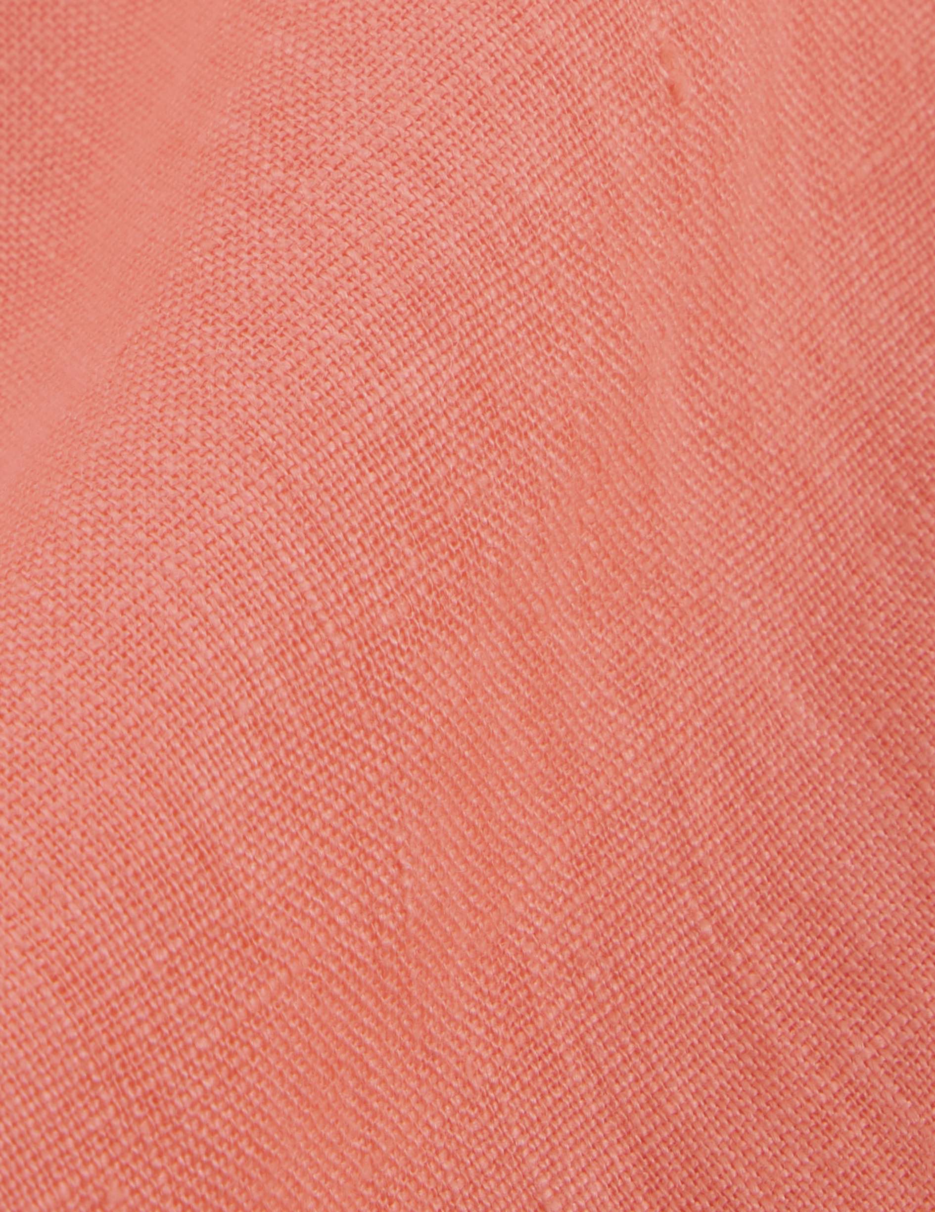 Oversized Delina shirt in coral linen - Lin - Chemise Collar