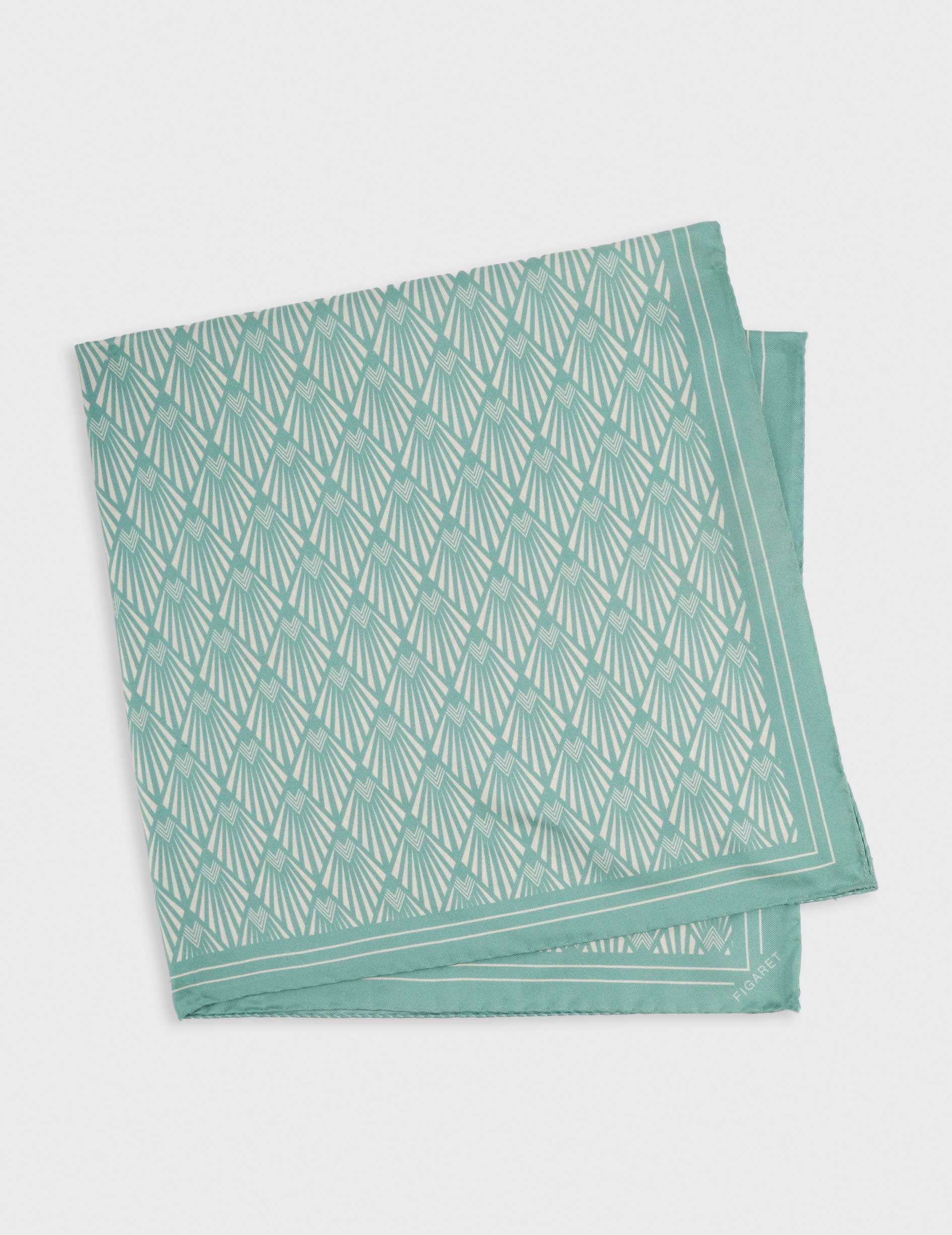 Foulard en twill de soie imprimée turquoise