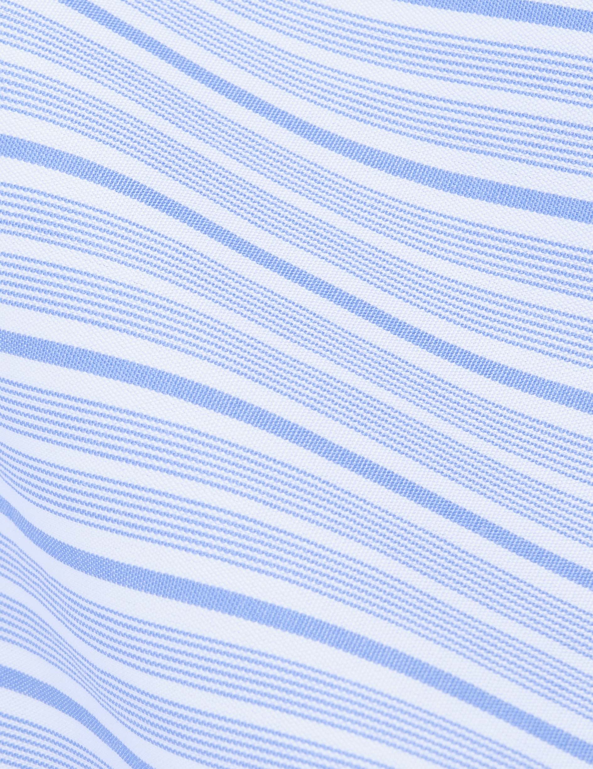Chemise ajustée rayée bleue - Popeline - Col Figaret