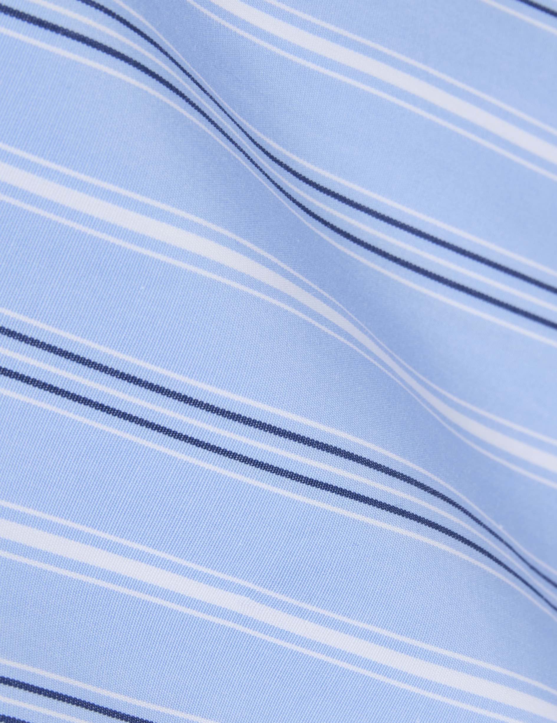 Chemise semi-ajustée rayée bleu clair - Popeline - Col Figaret