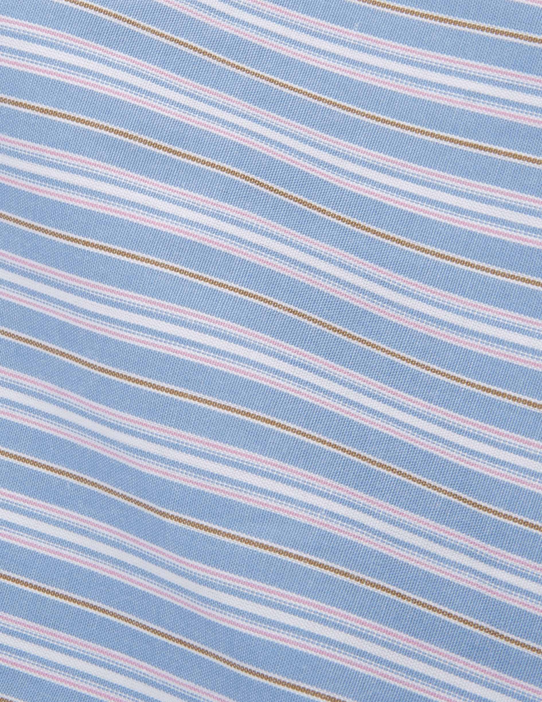 Semi-fitted striped blue shirt - Poplin - Figaret Collar