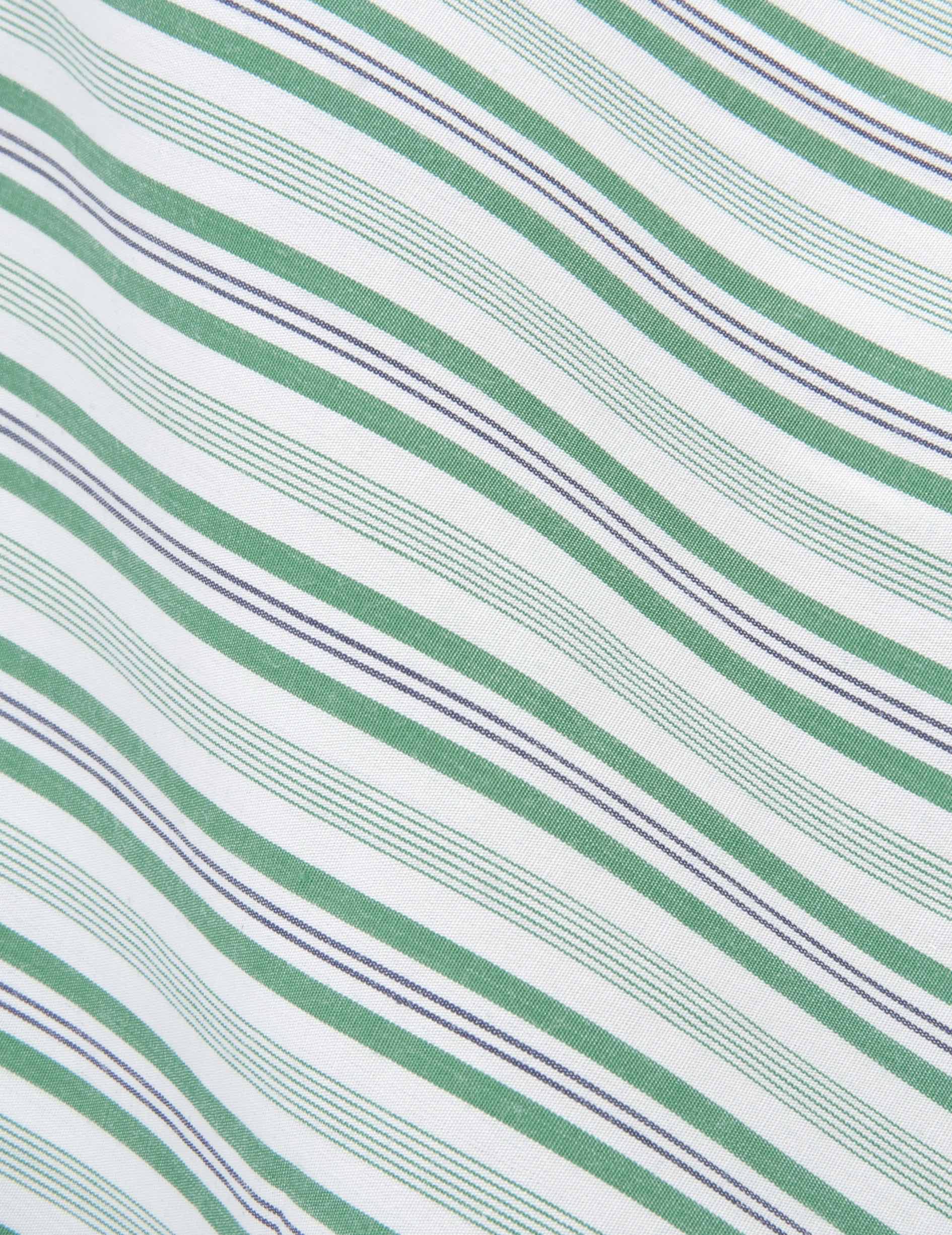 Semi-fitted striped green shirt - Popeline - Figaret Collar