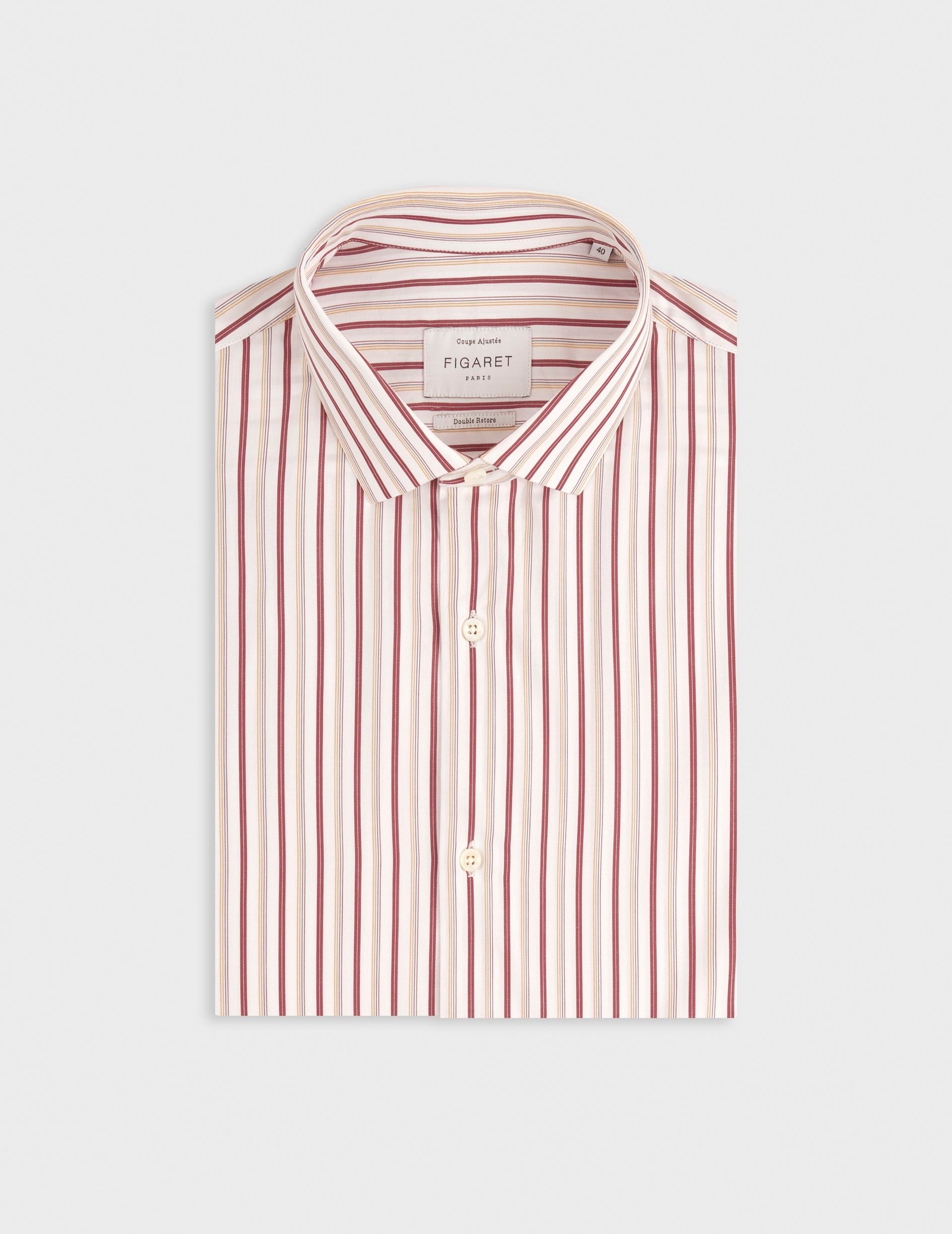 Fitted striped burgundy shirt - Poplin