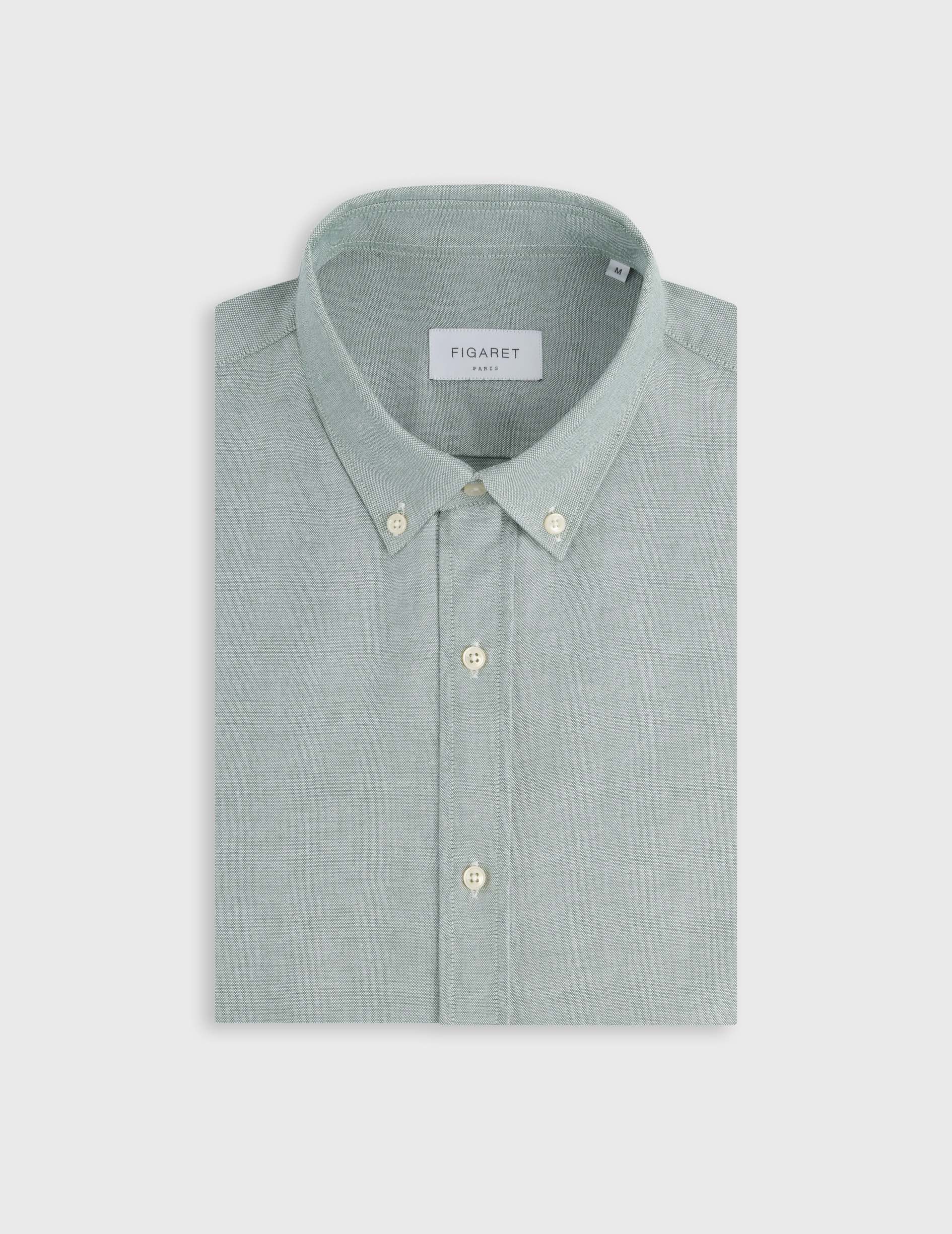 Chemise Gaspard verte - Oxford - Col Américain