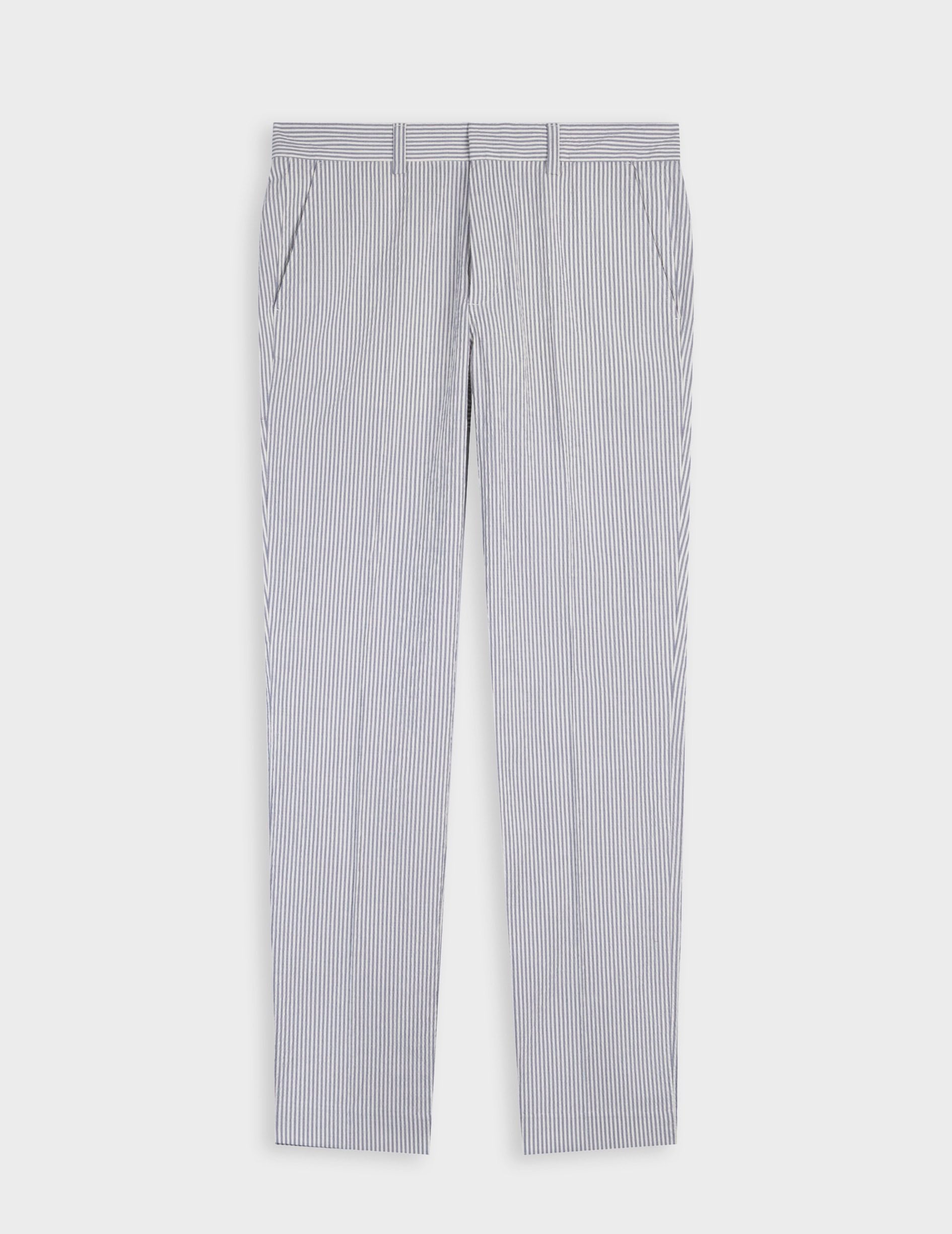 Chino Geofrey en seersucker rayé bleu
