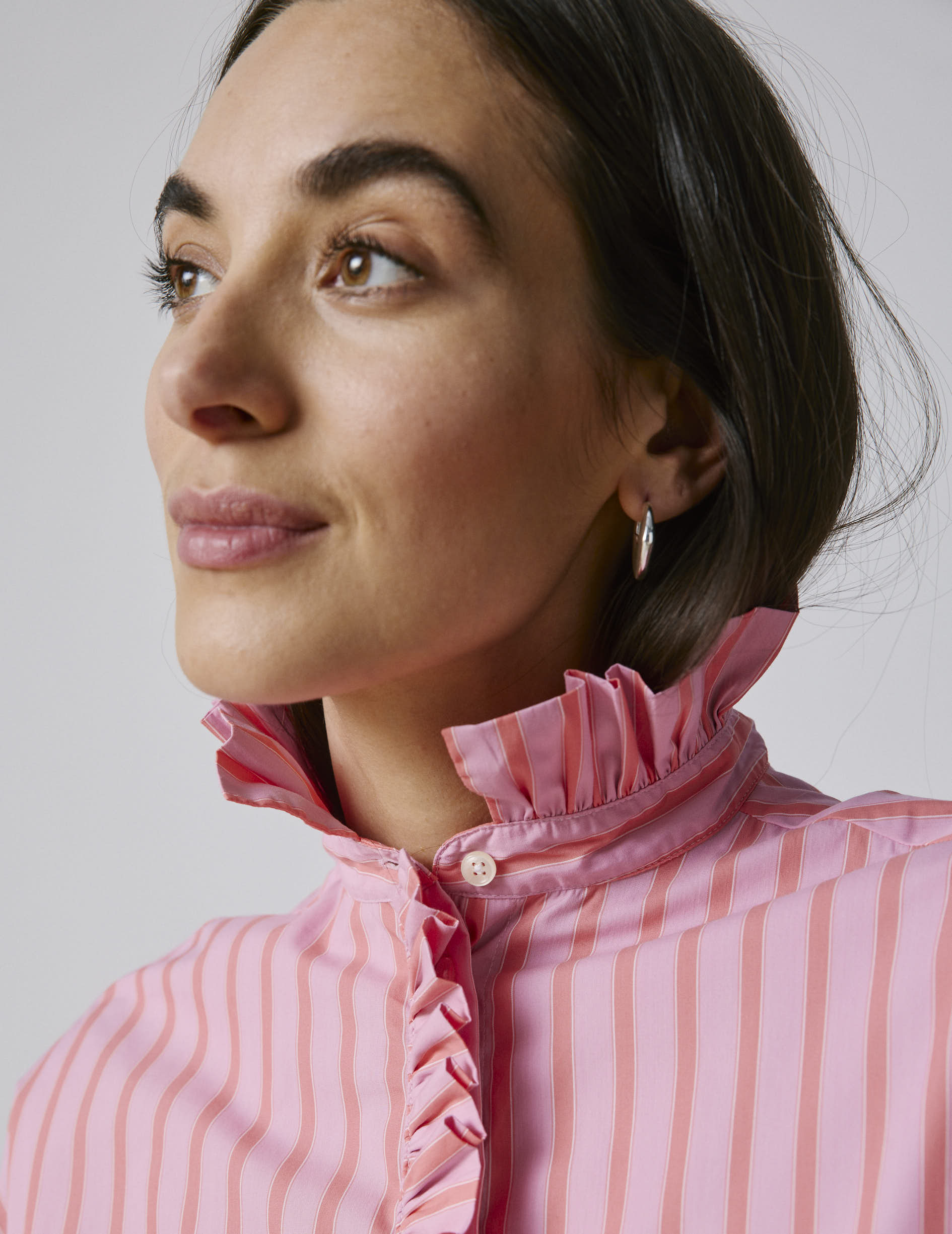 Striped pink Greta shirt - Poplin - Victorian Collar