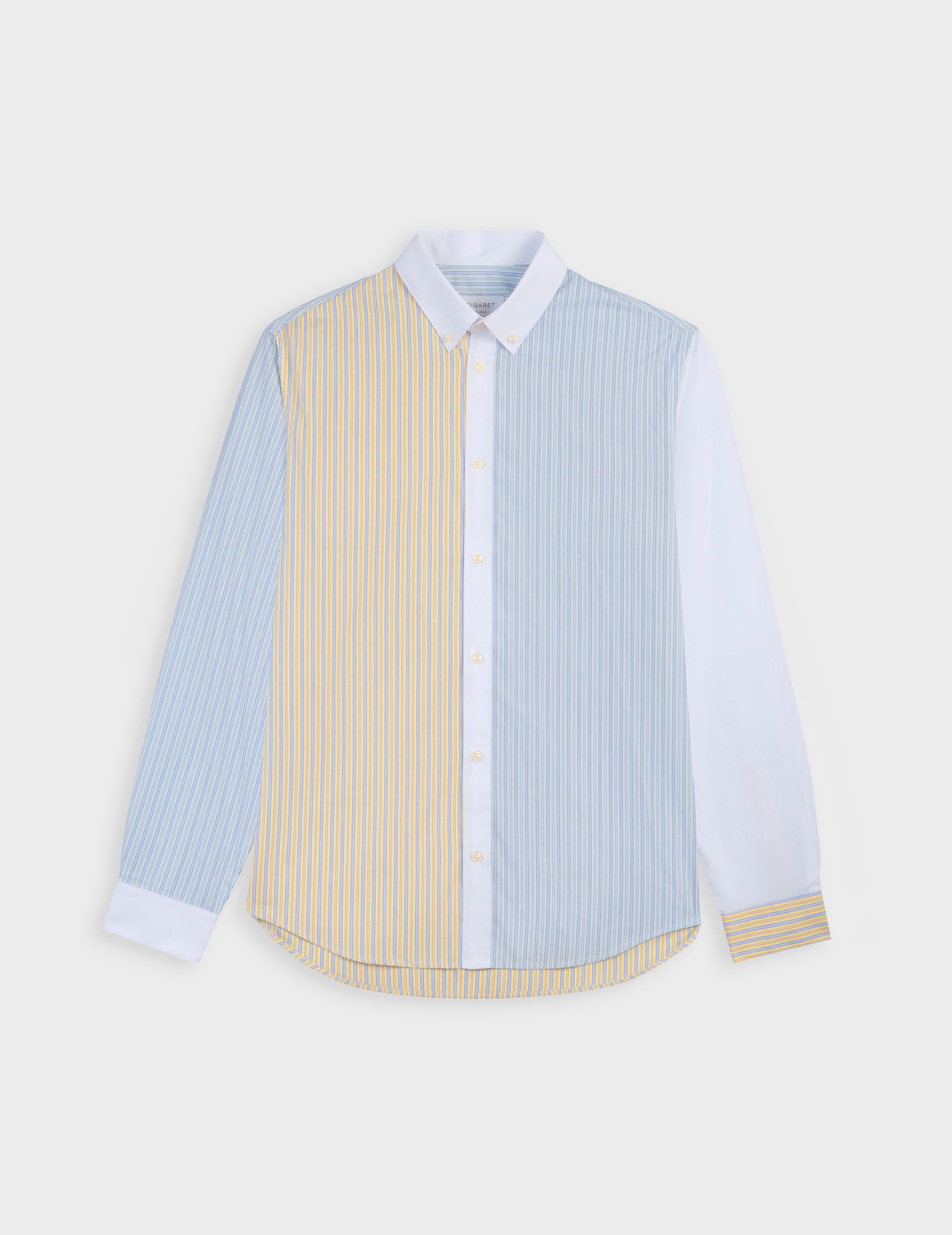 Fun shirt Harry rayée verte - Popeline - Col Américain