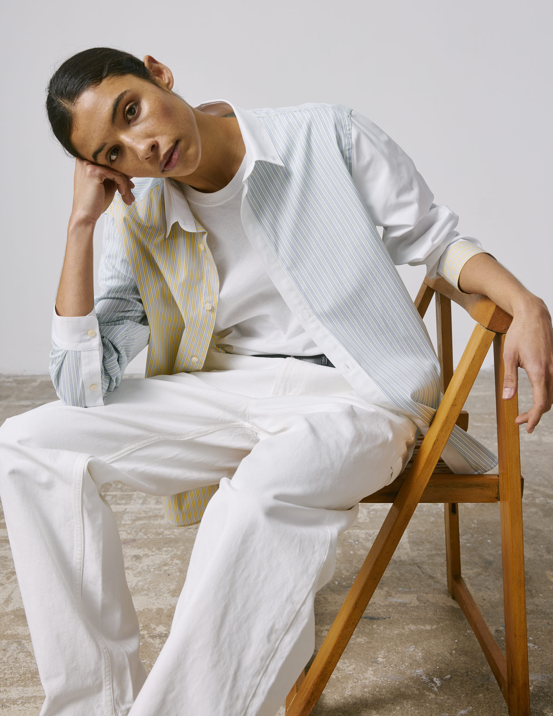 Fun shirt Harry rayée verte - Popeline - Col Américain