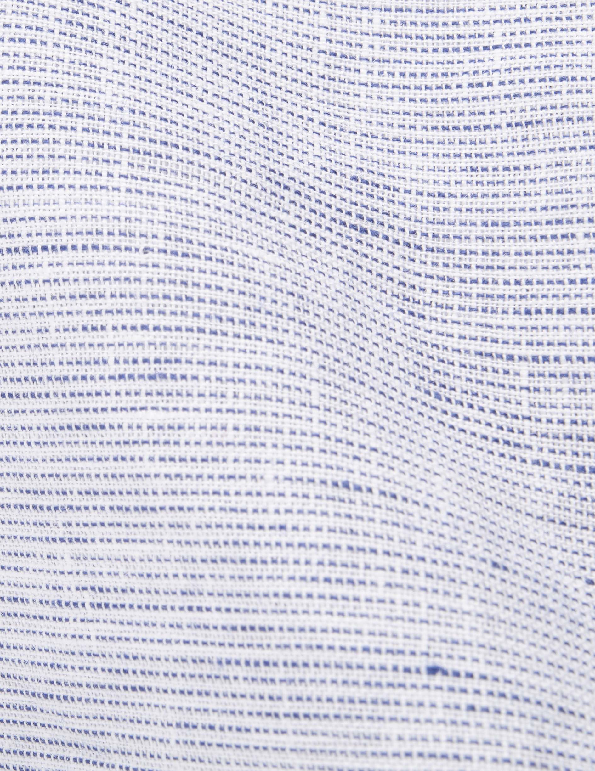 Striped navy linen semi-fitted shirt - Linen - Reverse Collar