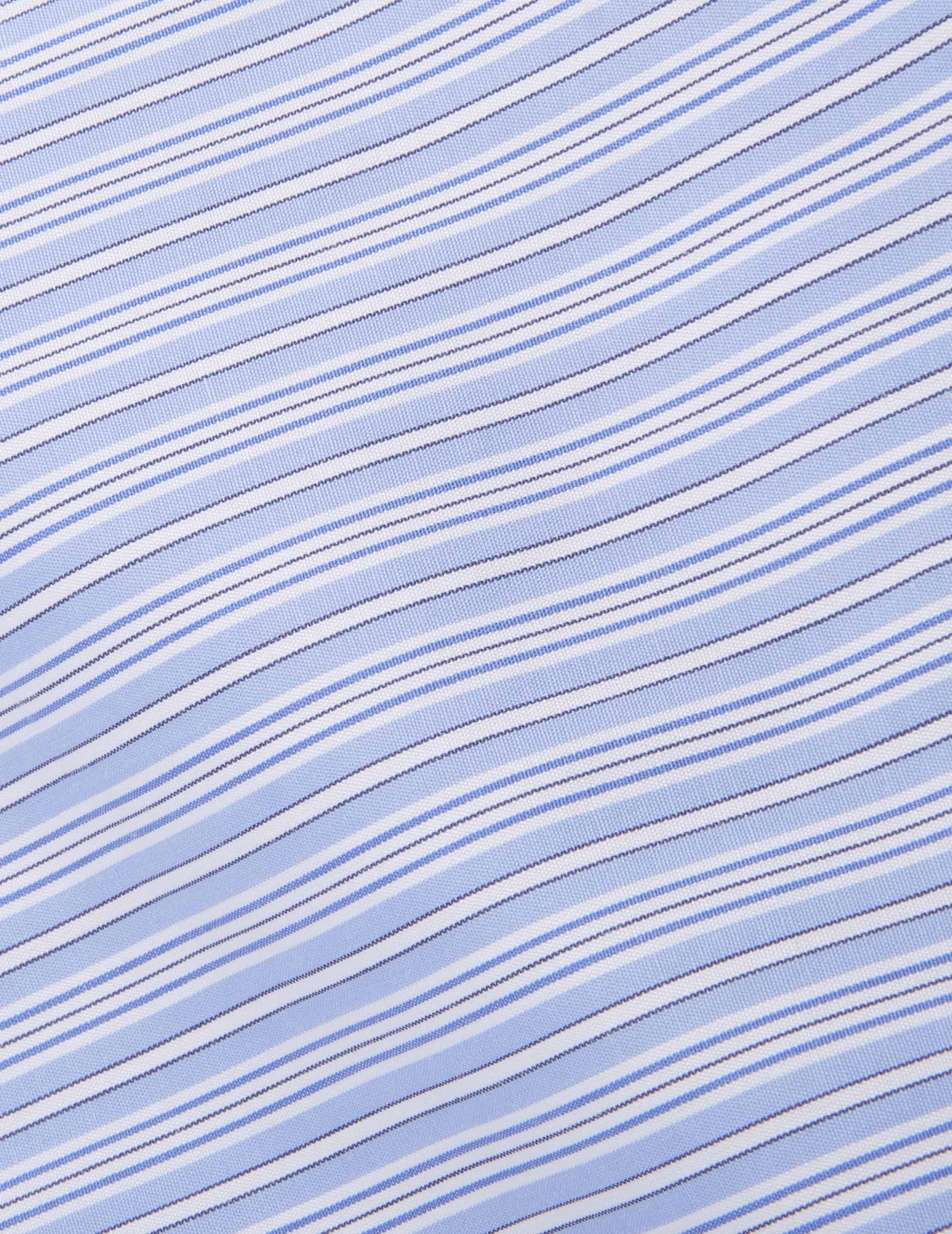 Chemise ajustée rayée bleue - Popeline - Col Italien