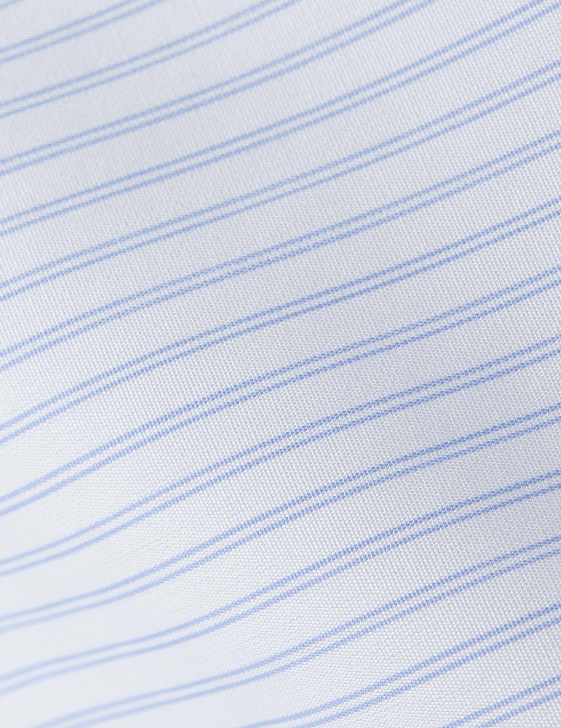 Chemise classique Voyage rayée bleu clair - Popeline - Col Italien - Repassage facile