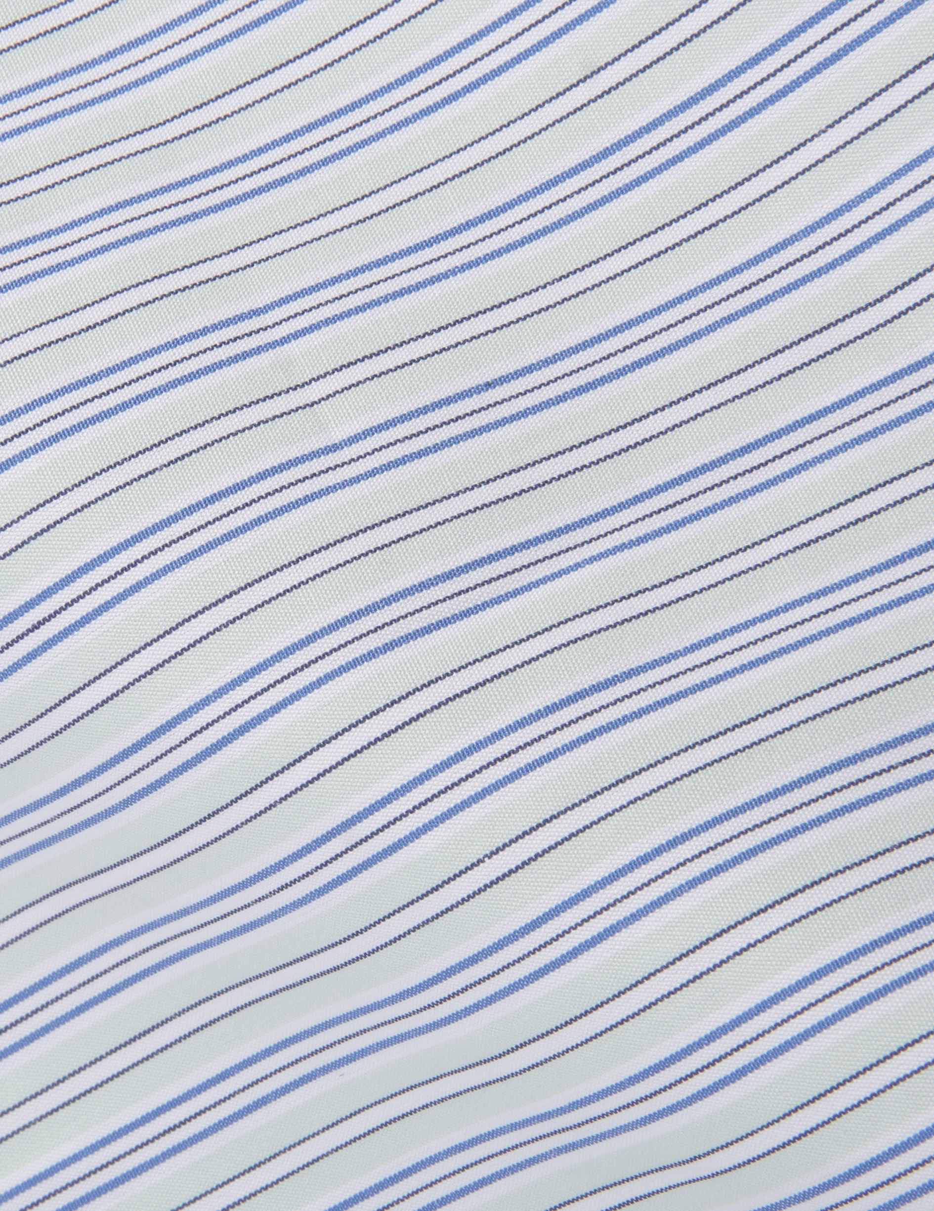 Chemise semi-ajustée rayée verte - Popeline - Col Italien