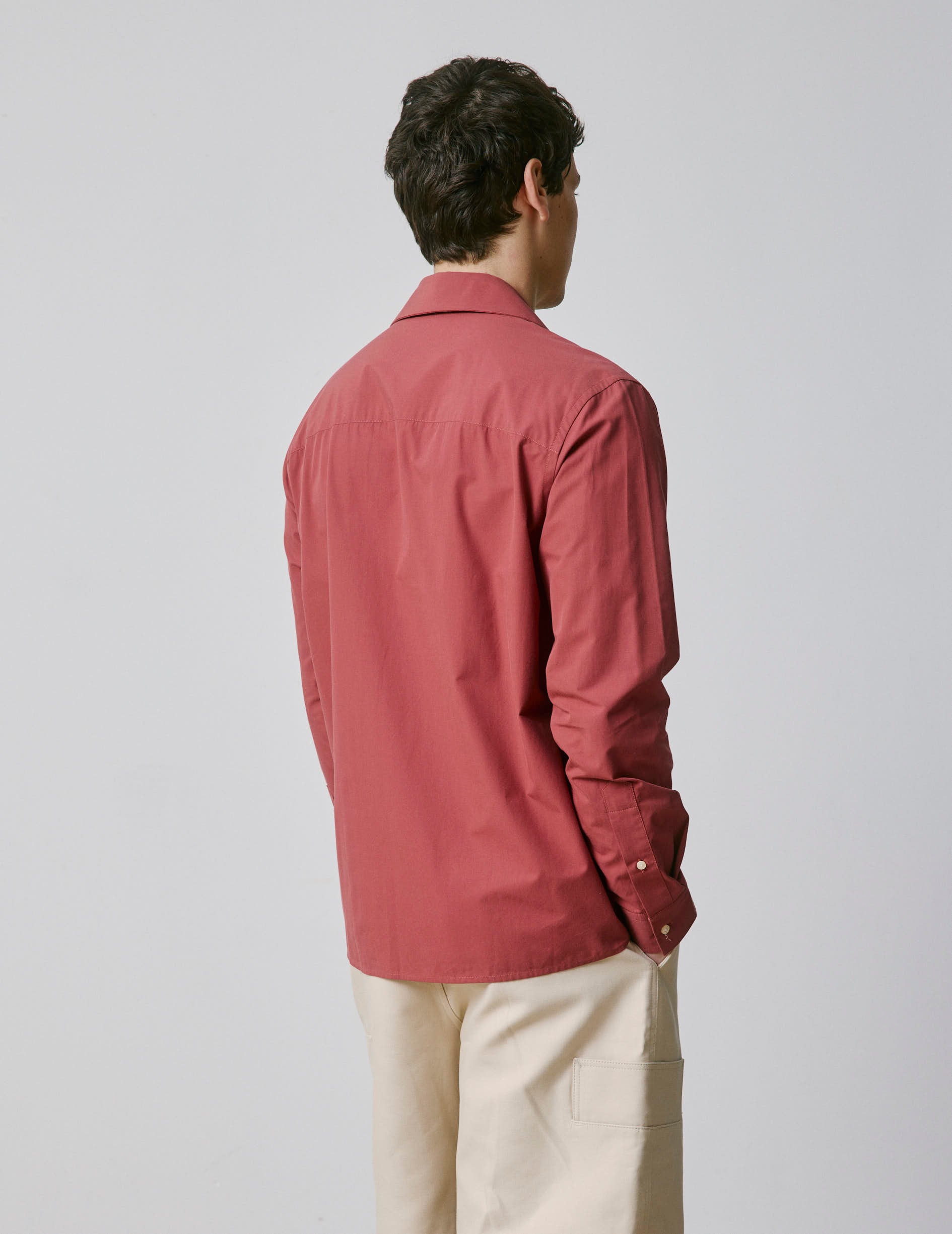 Burgundy Ivano shirt - Popeline - Cubain avec bride Collar