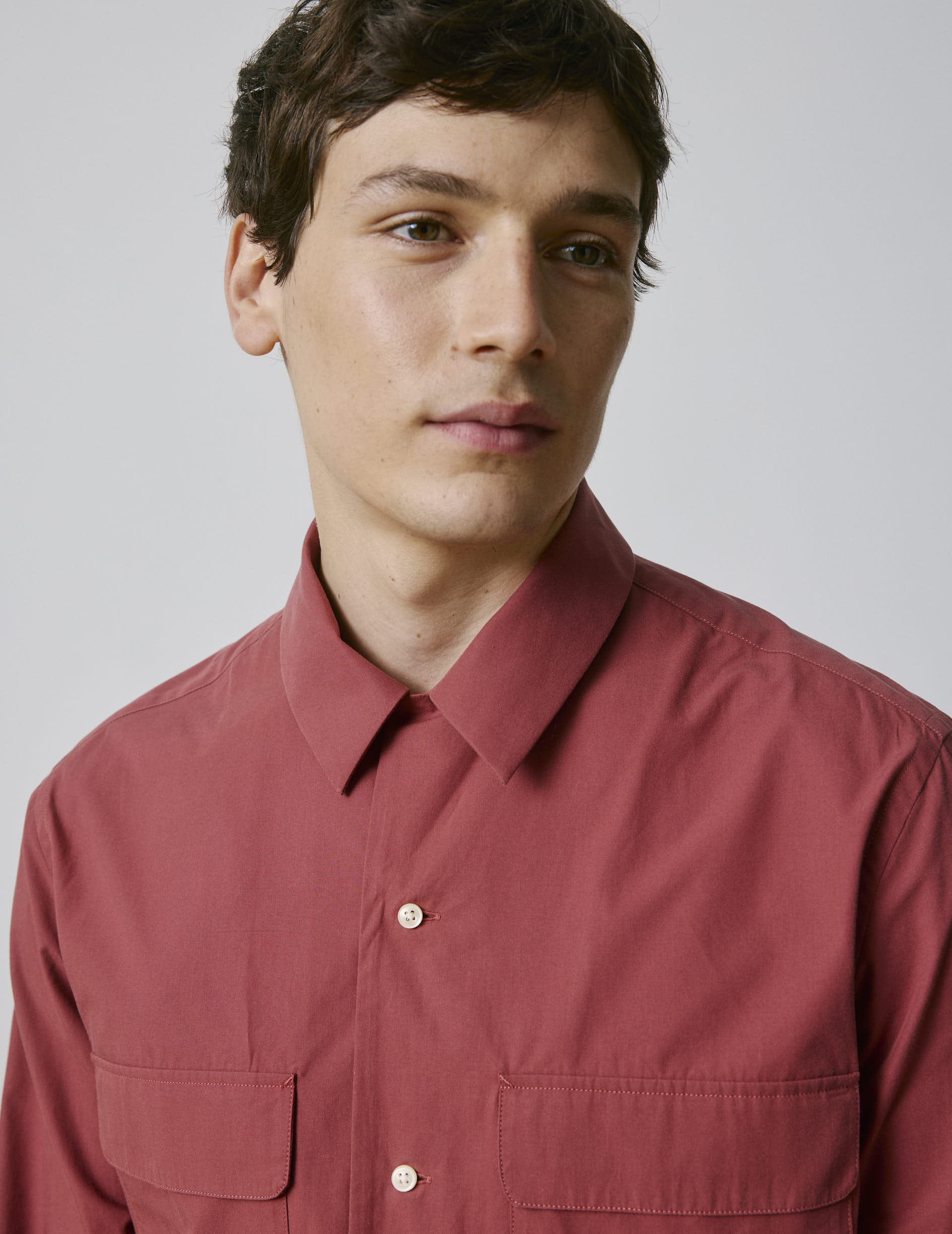 Burgundy Ivano shirt - Popeline - Cubain avec bride Collar